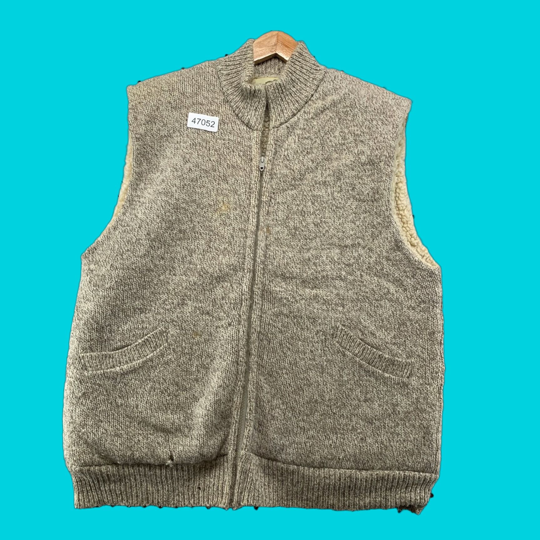 Vintage VINTAGE Winona Knits Wool Vest Mens XL Beige Sherpa Lined Sleeveless USA Size US XL / EU 56 / 4 - 1 Thumbnail