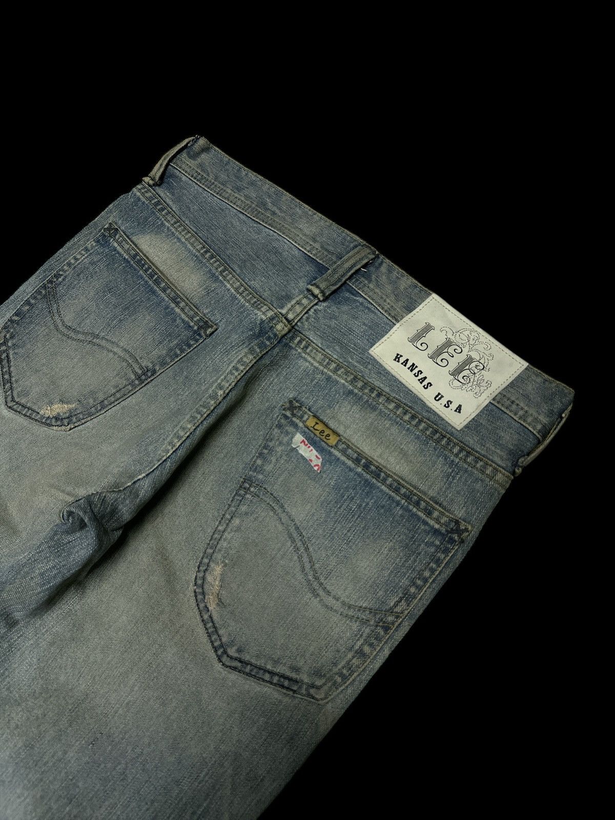 POST ARCHIVE FACTION (PAF) Distress Denim 💥 Vintage Lee Kansas Usa Distress no Washed💥 Size US 30 / EU 46 - 5 Thumbnail