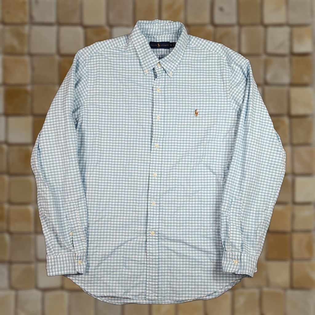 Ralph Lauren VINTAGE Ralph Lauren Blue Plaid Button-Up Dress Shirt XL Long Sleeve Collared Preppy Mens 90s Size 46R - 1 Thumbnail
