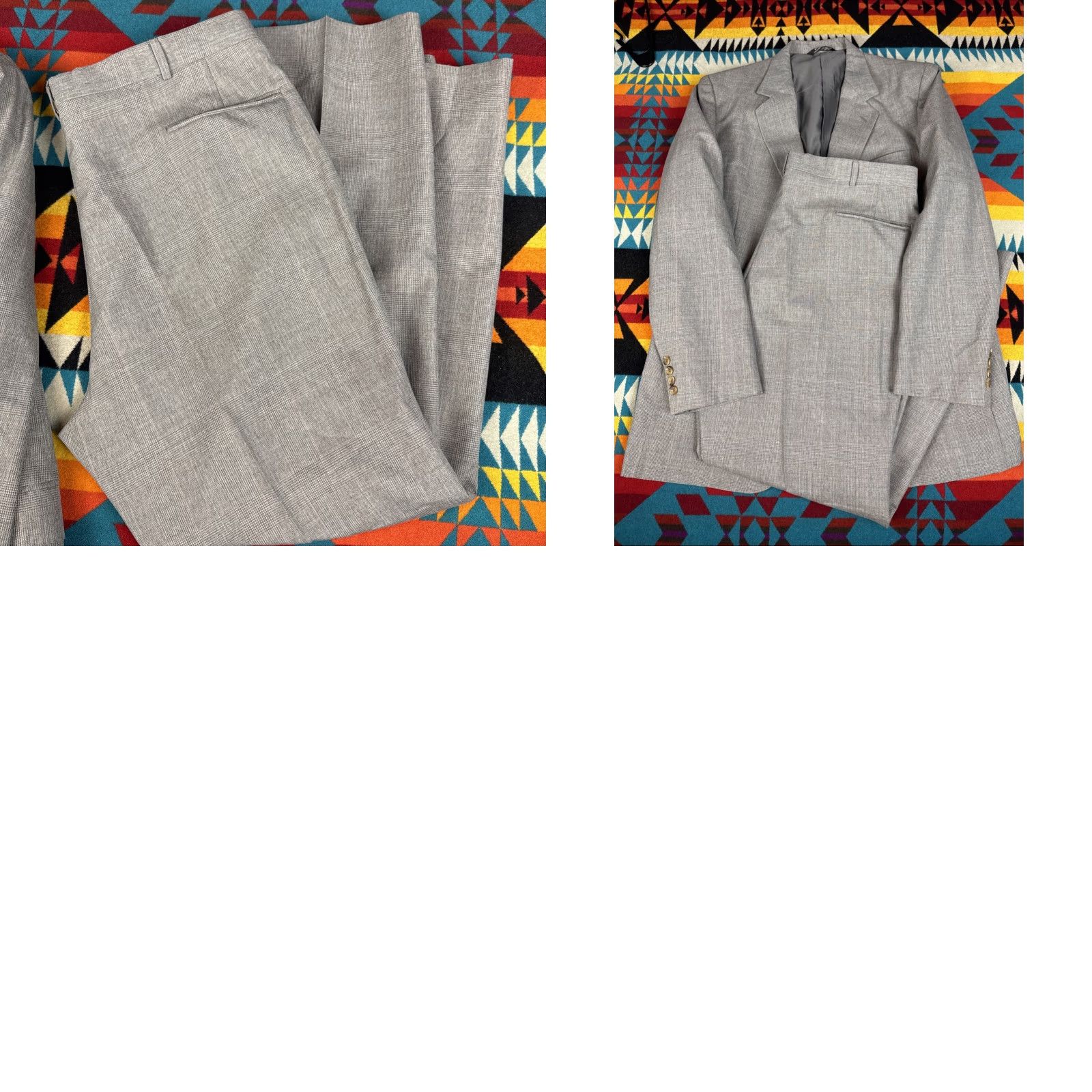 Vintage John Alexander 2pc Suit Blazer Sport Coat & Pants Slacks 46L 40x32 Gray Mens Regular Suit Size 46R - 9 Thumbnail