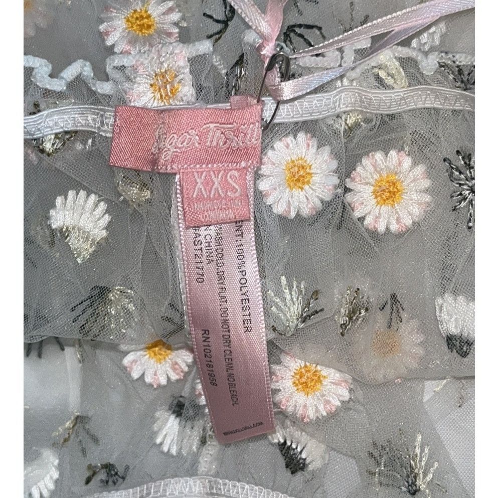 Dolls Kill Dolls kill Sugar Thrillz Daisy Embroidered Mesh Lingerie Set Size ONE SIZE - 5 Thumbnail