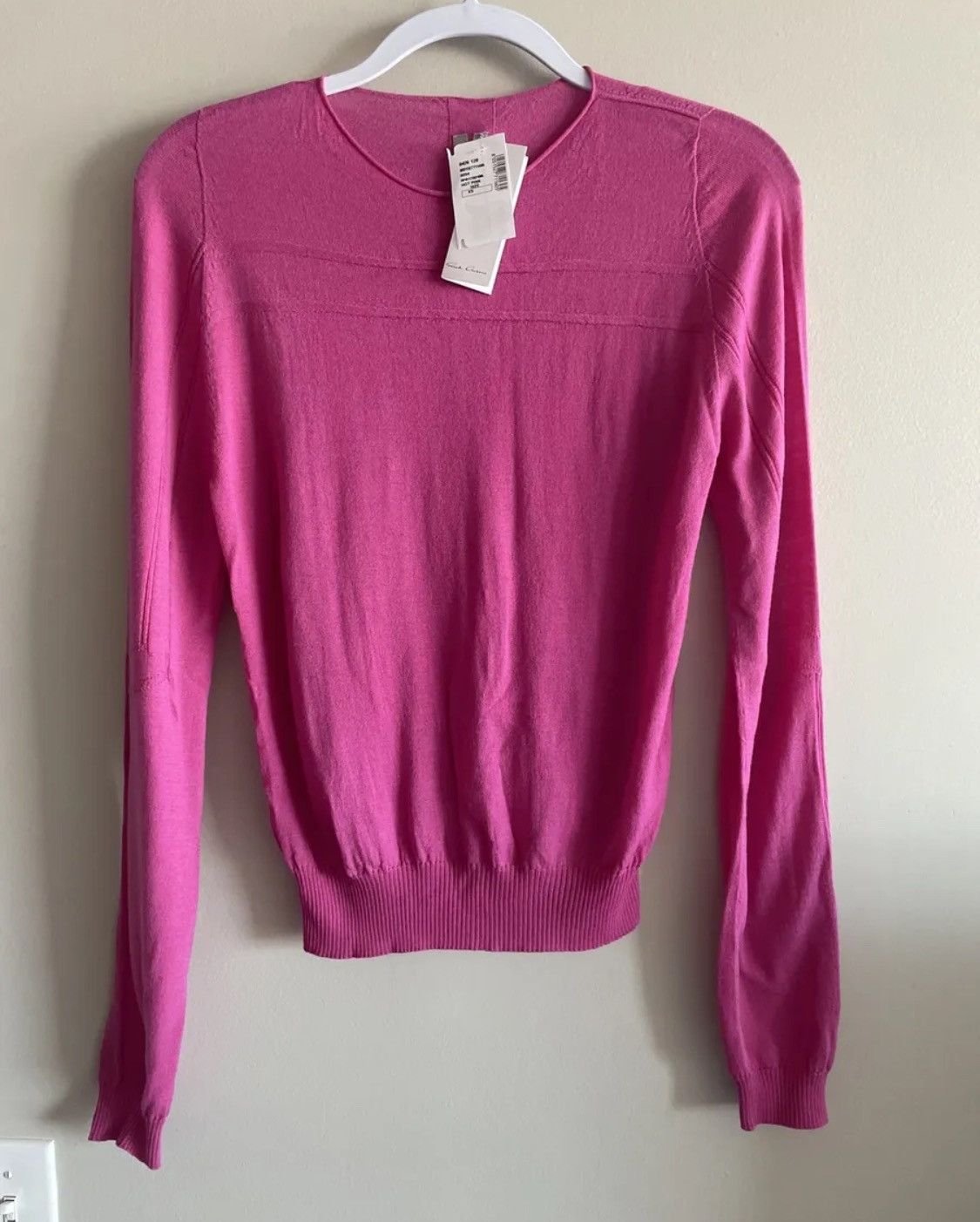 image of Rick Owens Biker Level Round Neck Wool Top in Pink, Women's (Size XS)