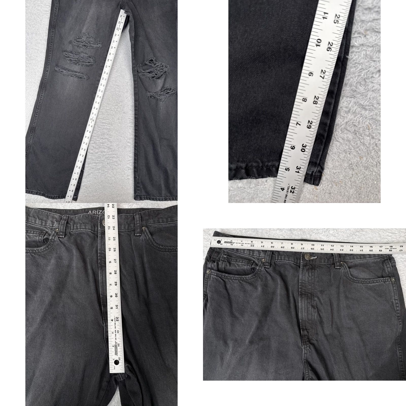 Vintage Arizona Jeans Women 17 Black Hi Rise Bootcut Distressed Ripped Denim Pants 36x32 Size 38" / US 16 / IT 52 - 8 Thumbnail