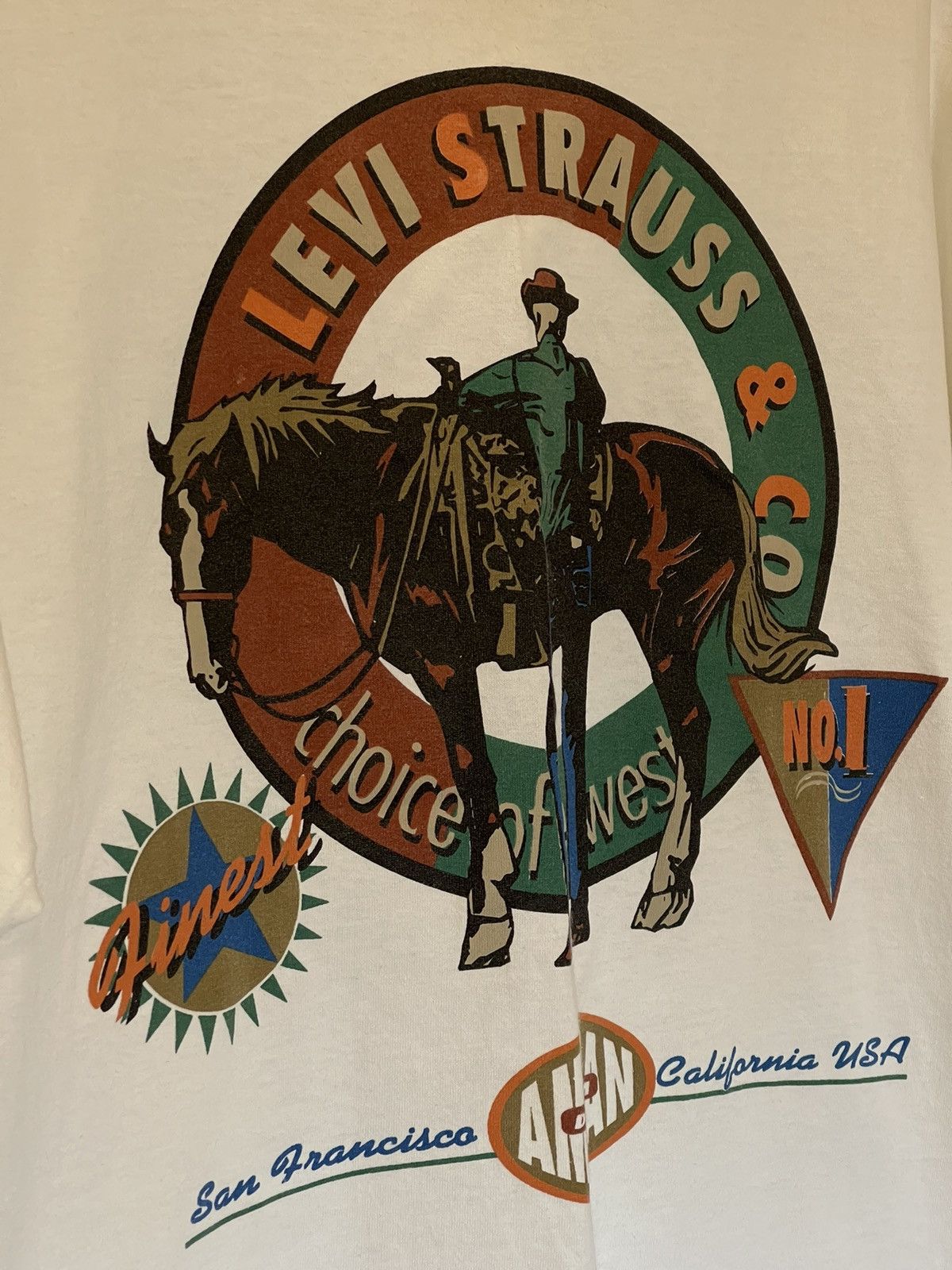 Cowboy Equipment 80’s Levis Vintage Cowboy Horse Western t-shirt tee white Size US L / EU 52-54 / 3 - 12 Thumbnail