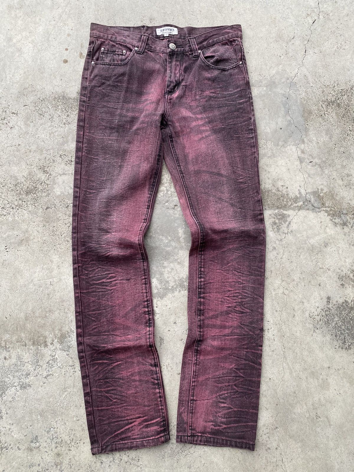 Lowbox Archival Seditionaries Red Wine Acid Washed Jeans