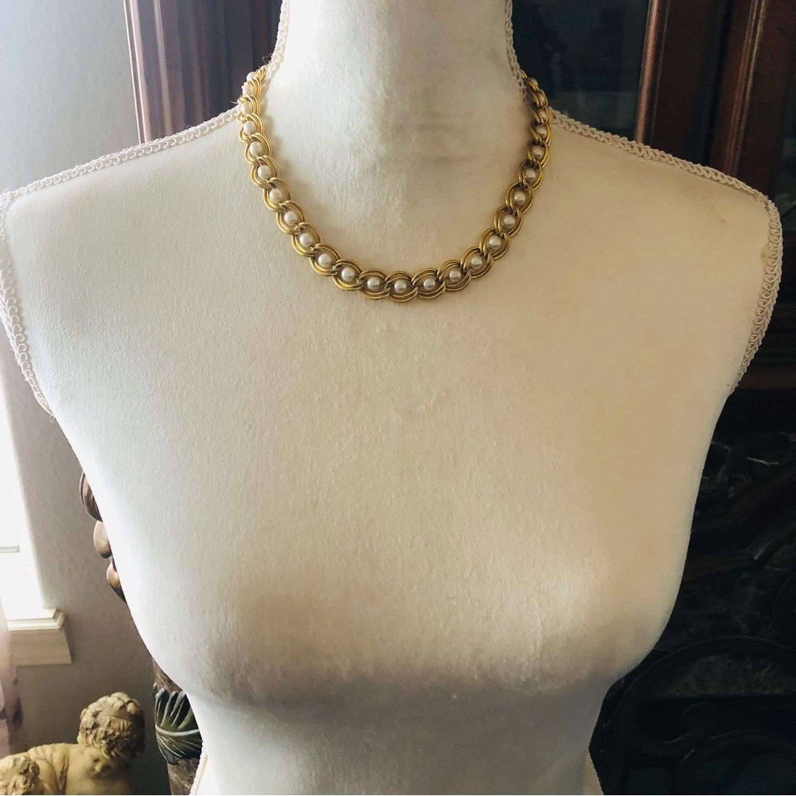 Vintage Vintage gold simulated pearl braided chain jewelry set Size ONE SIZE - 6 Thumbnail