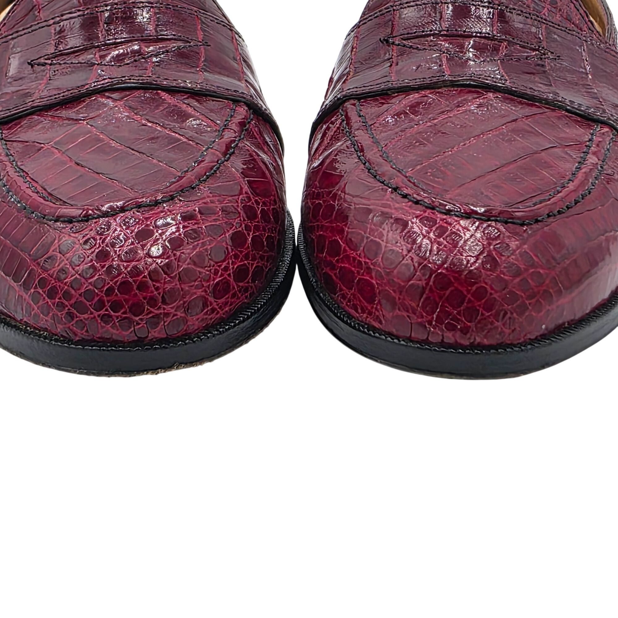 David Eden Vintage Crocodile Burgundy David Eden Exotic Italy Loafers Size US 11 / EU 44 - 11 Thumbnail