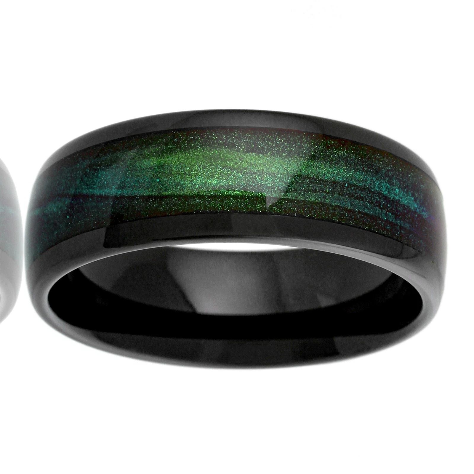 Other Black Tungsten Green Flowing Sand Wedding Band Ring For Men Size ONE SIZE - 1 Thumbnail