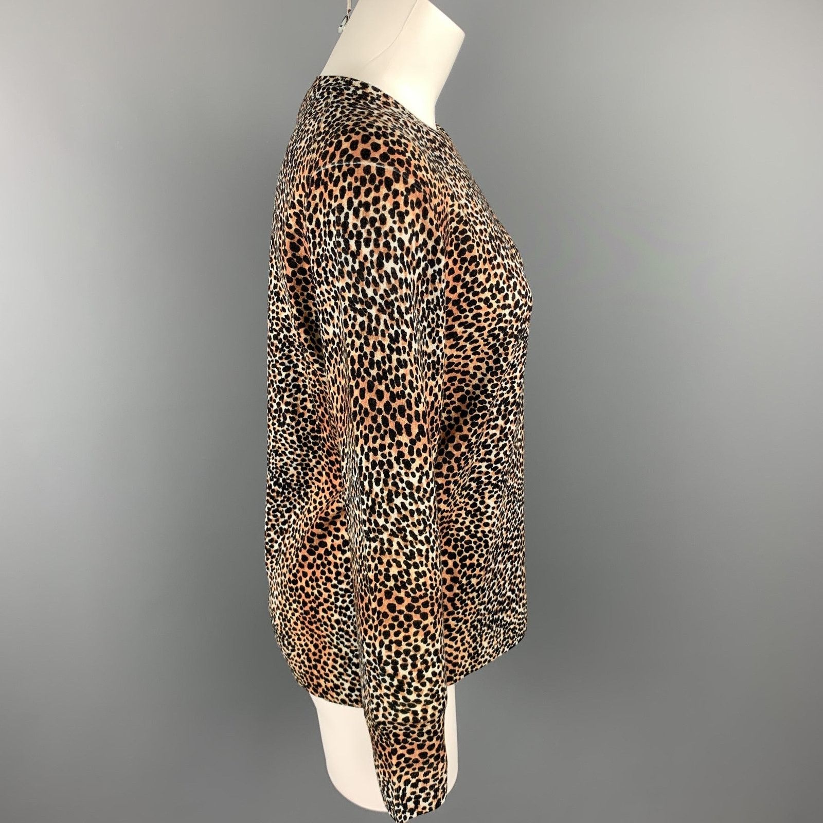 Equipment EQUIPMENT Size XS Black & Tan Cheetah Print Wool Pullover Size XS / US 0-2 / IT 36-38 - 3 Thumbnail