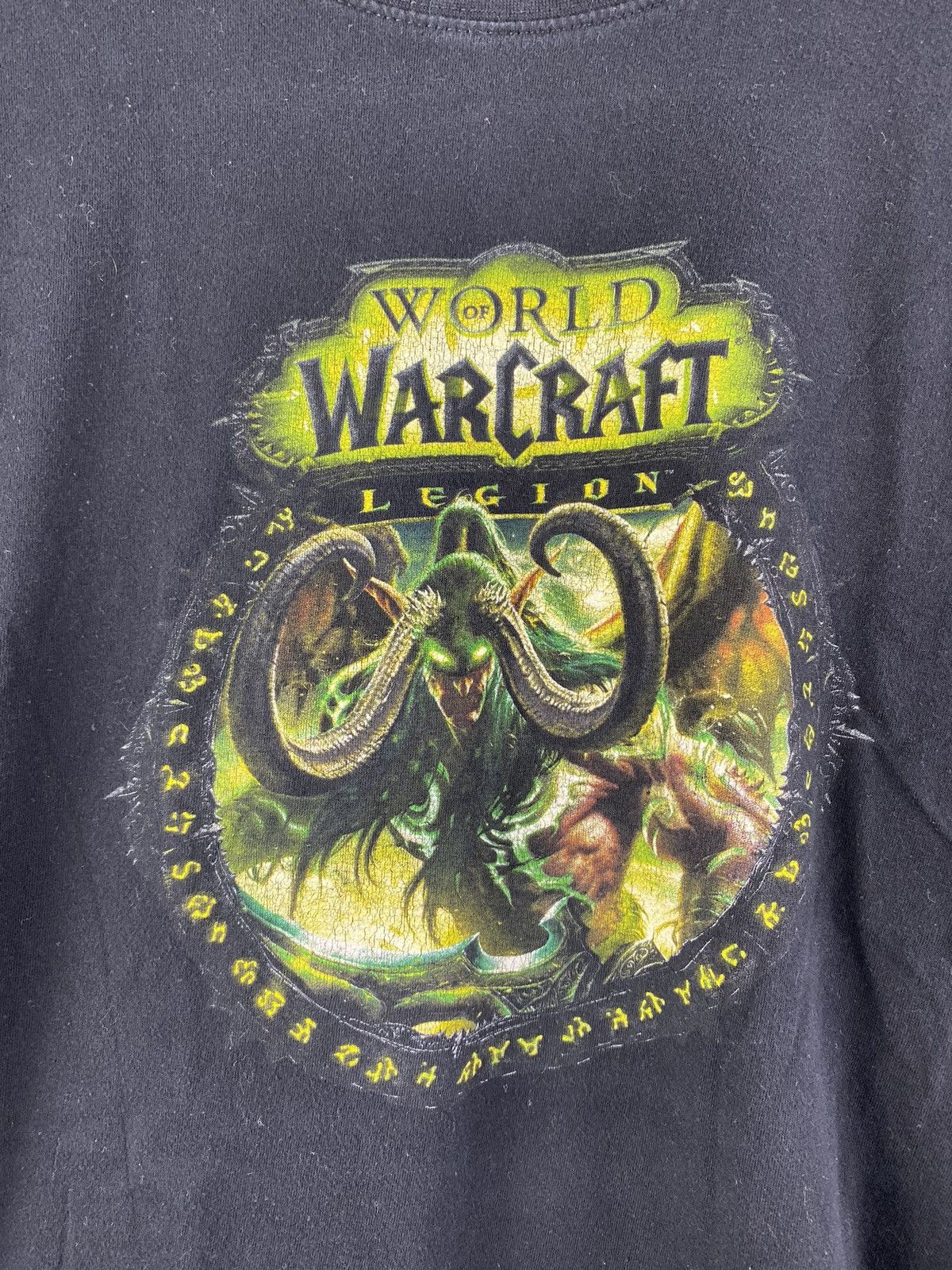 Vintage 00s🔥VNTG WORLD OF WARCRAFT LEGION BLACK FADED TEE RARE Size US M / EU 48-50 / 2 - 2 Thumbnail