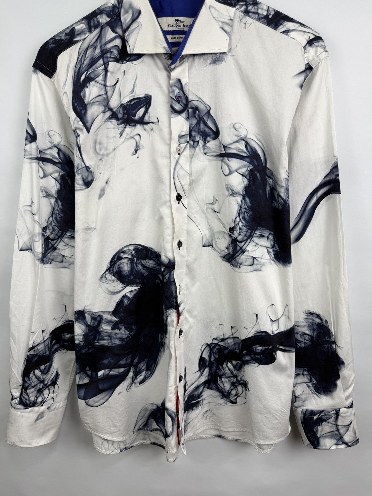 Other 🇬🇧 Claudio Lugli Couture Smoke Ink Print Shirt Luxury Rare Size US XL / EU 56 / 4 - 4 Thumbnail