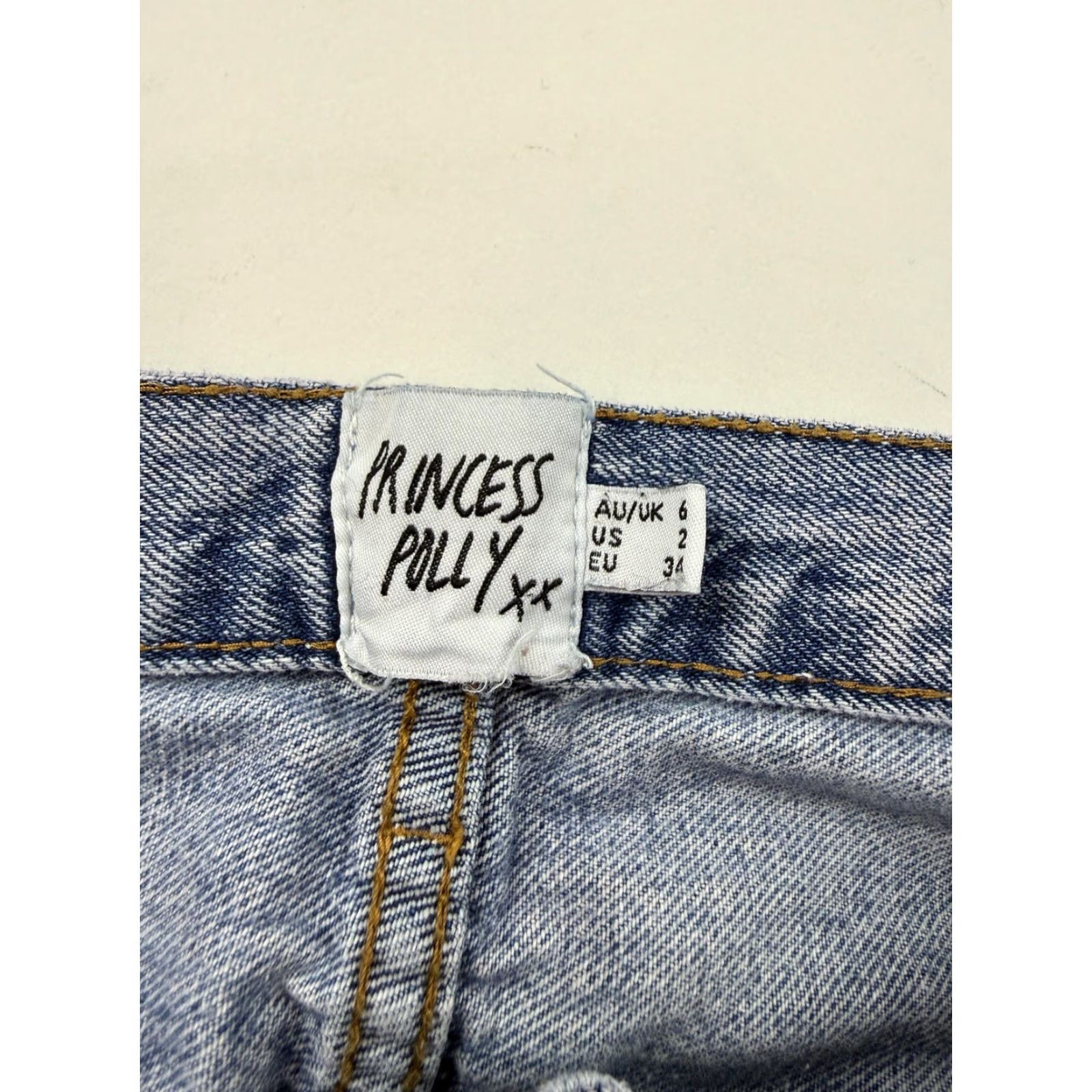 PRINCESS POLLY Princess Polly Jeans Womens 2 Light Wash High Rise Straight Leg Denim Relaxed Size 26" / US 2 / IT 38 - 5 Thumbnail