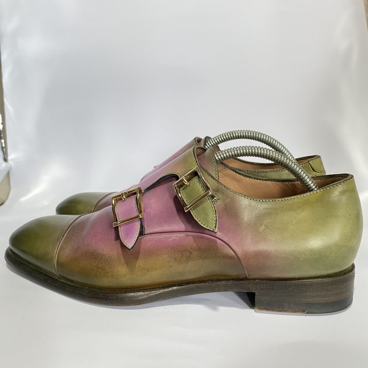 Santoni × Vintage Santoni Gradiend Double monk strap leather shoes Size US 5 / IT 35 - 4 Thumbnail