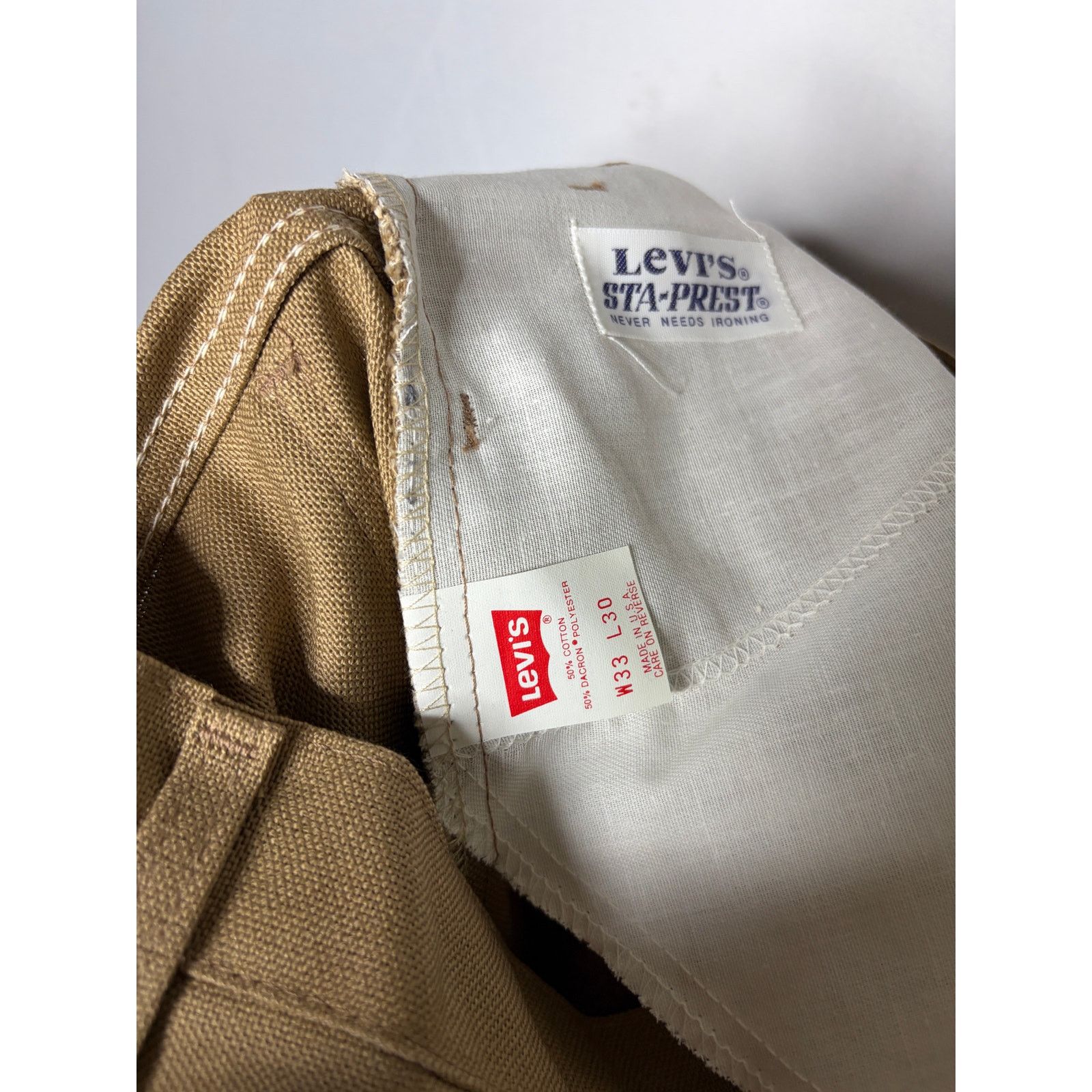 Levi's Vintage 70s Levi’s Sta-Prest khaki Dress Retro Pants 32x30 Size US 32 / EU 48 - 10 Thumbnail