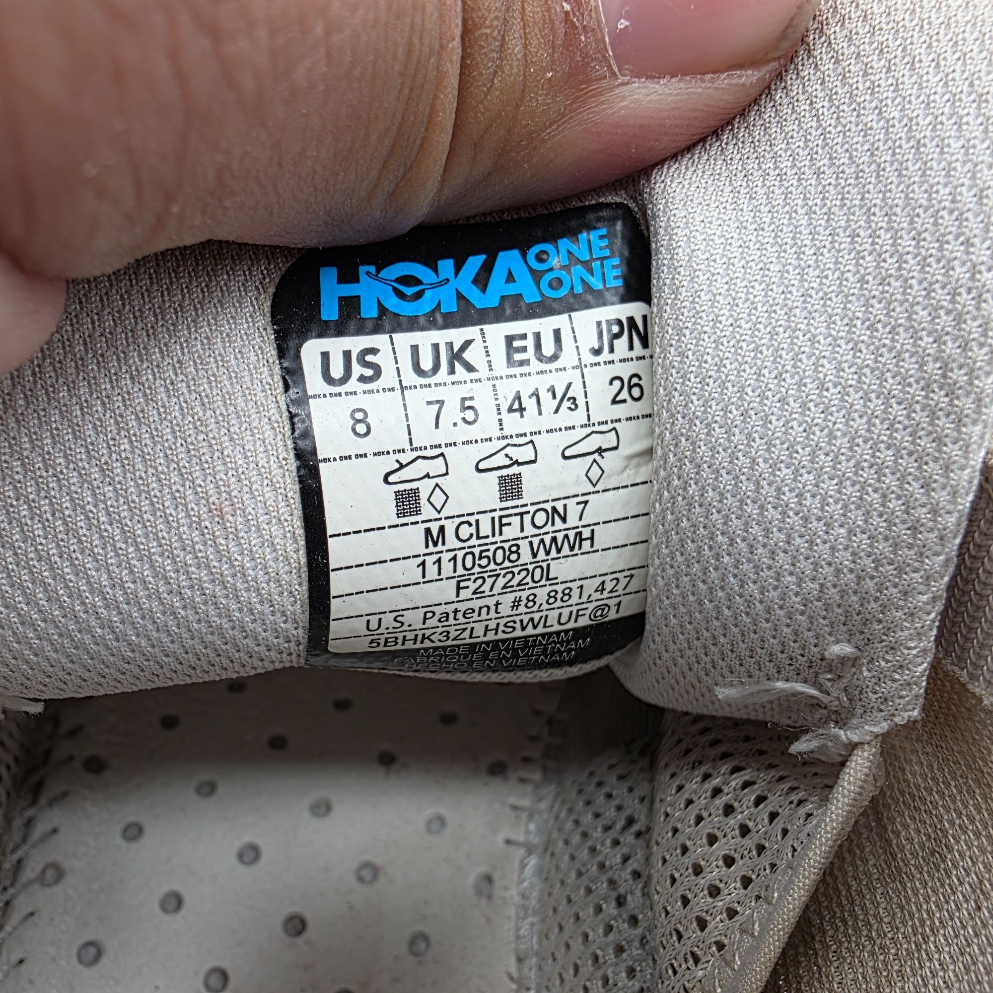 Hoka Hoka One One Clifton 7 Mens Size 8 White Athletic Shoes Casu Size US 8 / EU 41 - 7 Thumbnail