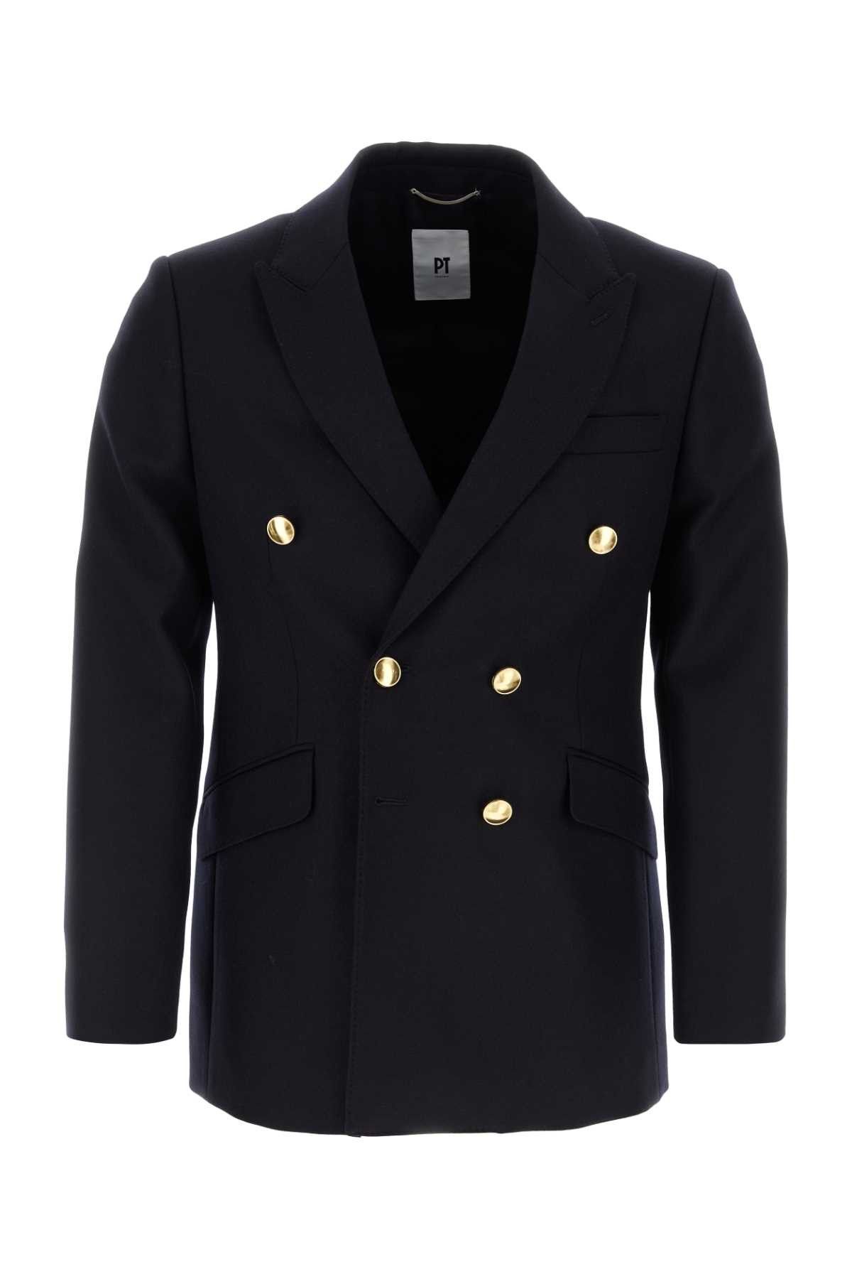 image of Pt Torino Midnight Blue Wool Blazer, Men's (Size Large)