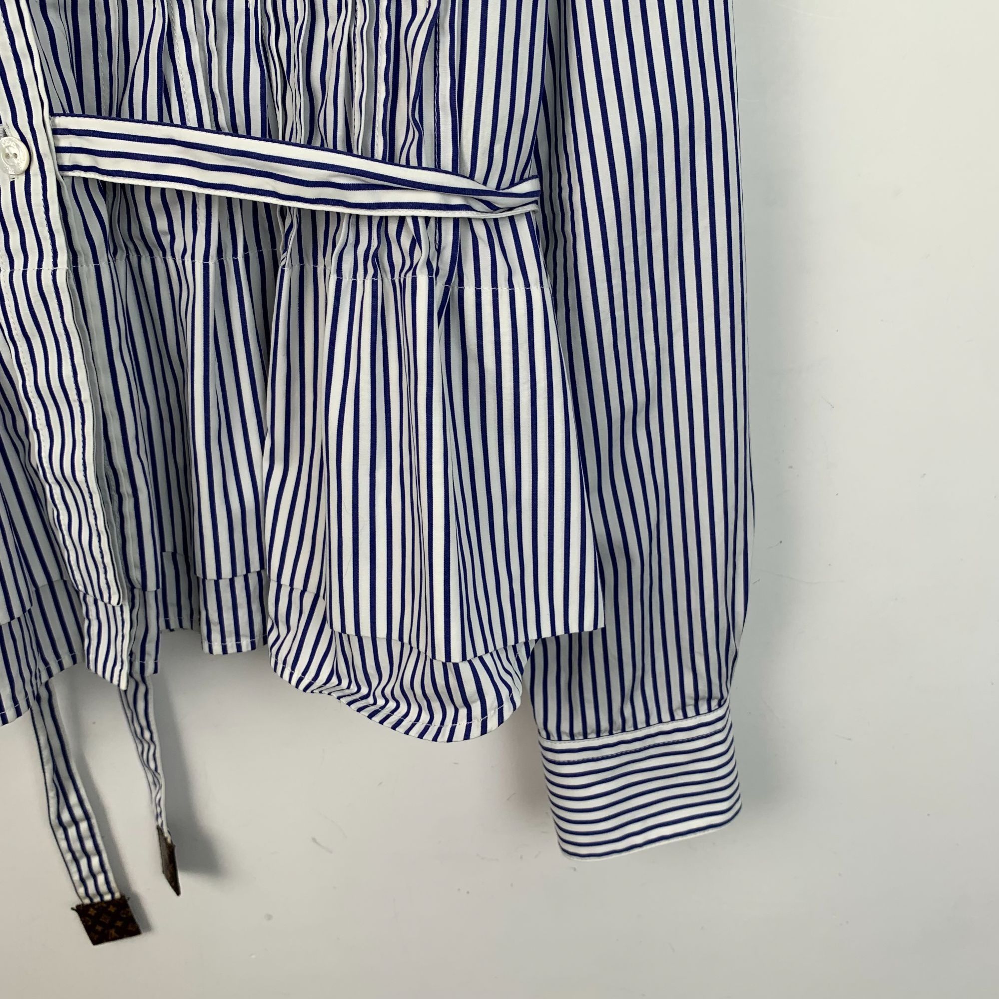 Louis Vuitton Louis Vuitton Womens Blue Vertical Stripe Lace-Trimmed Long Size XS / US 0-2 / IT 36-38 - 5 Thumbnail