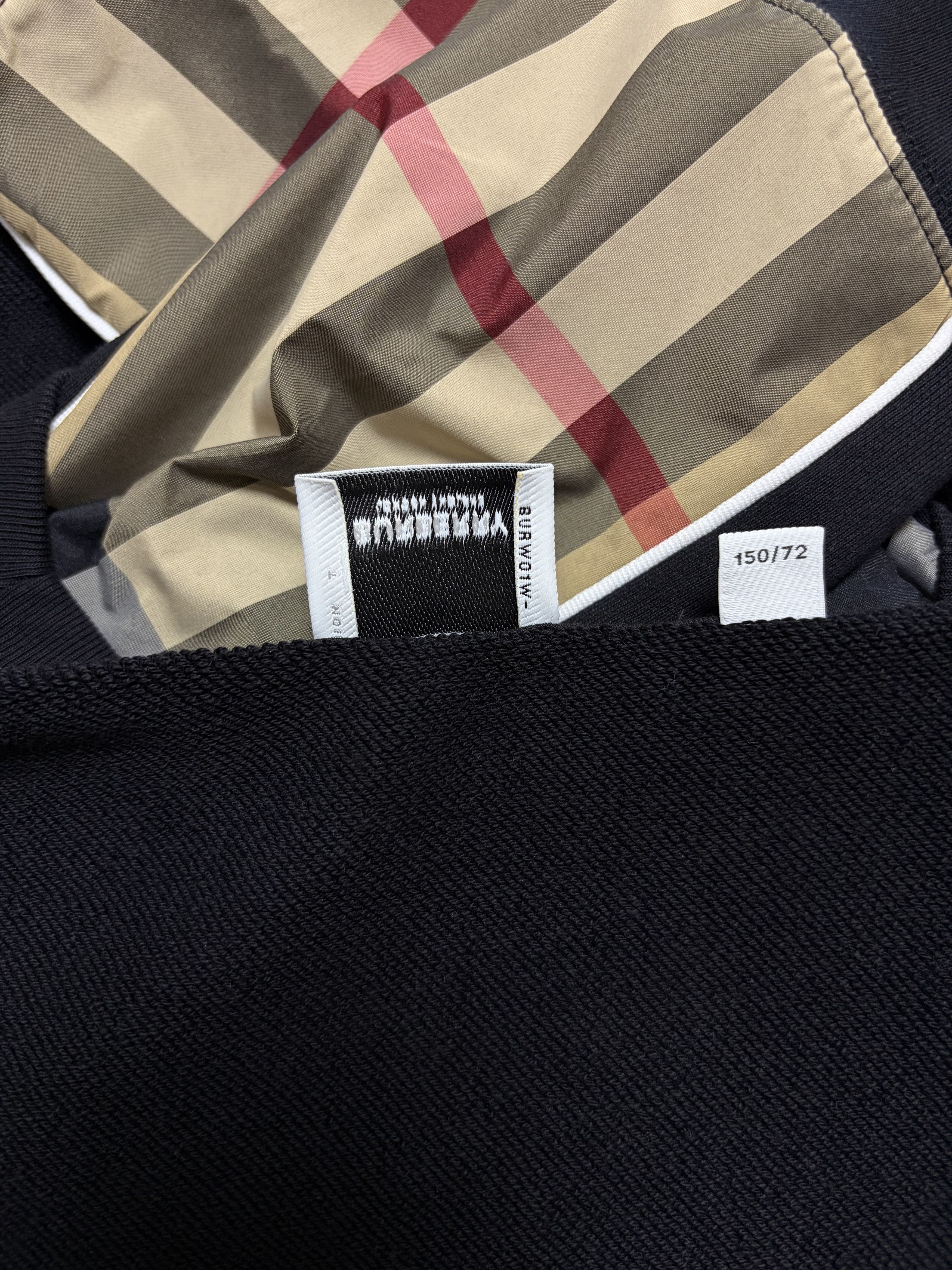 Burberry BURBERRY Sweatshirt Check Panel Cotton Nova Crewneck Black Size S / US 4 / IT 40 - 9 Thumbnail