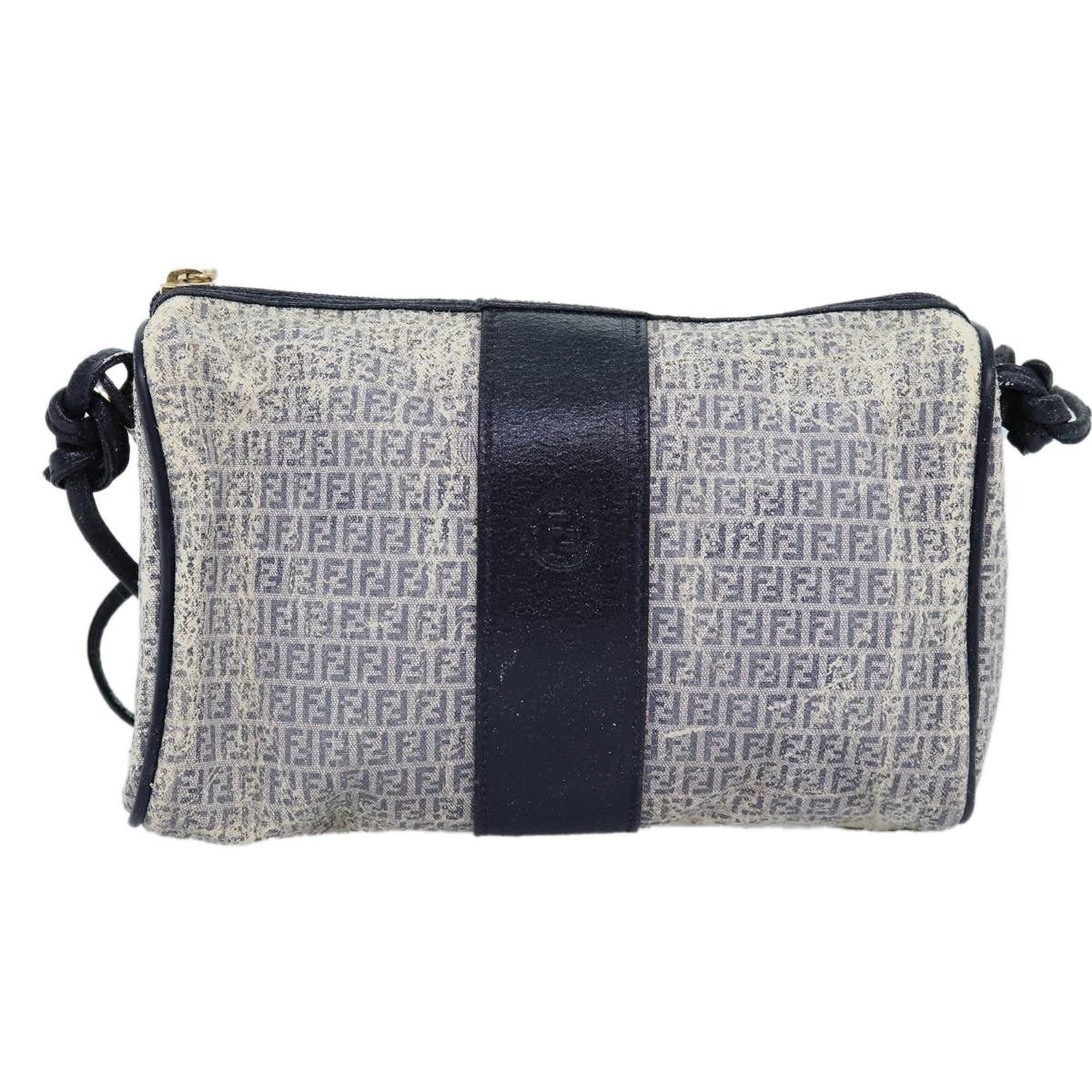 Fendi FENDI Zucchino Canvas Shoulder Bag Coated Canvas White Navy Size ONE SIZE - 2 Thumbnail
