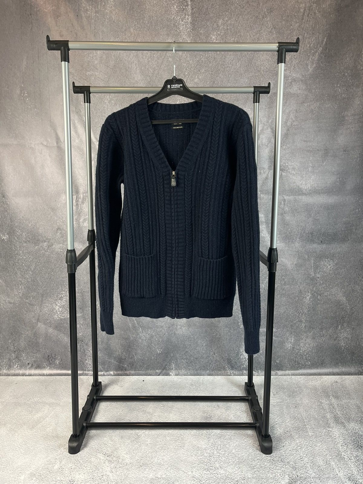 All saints Shetland zip wool cardigan