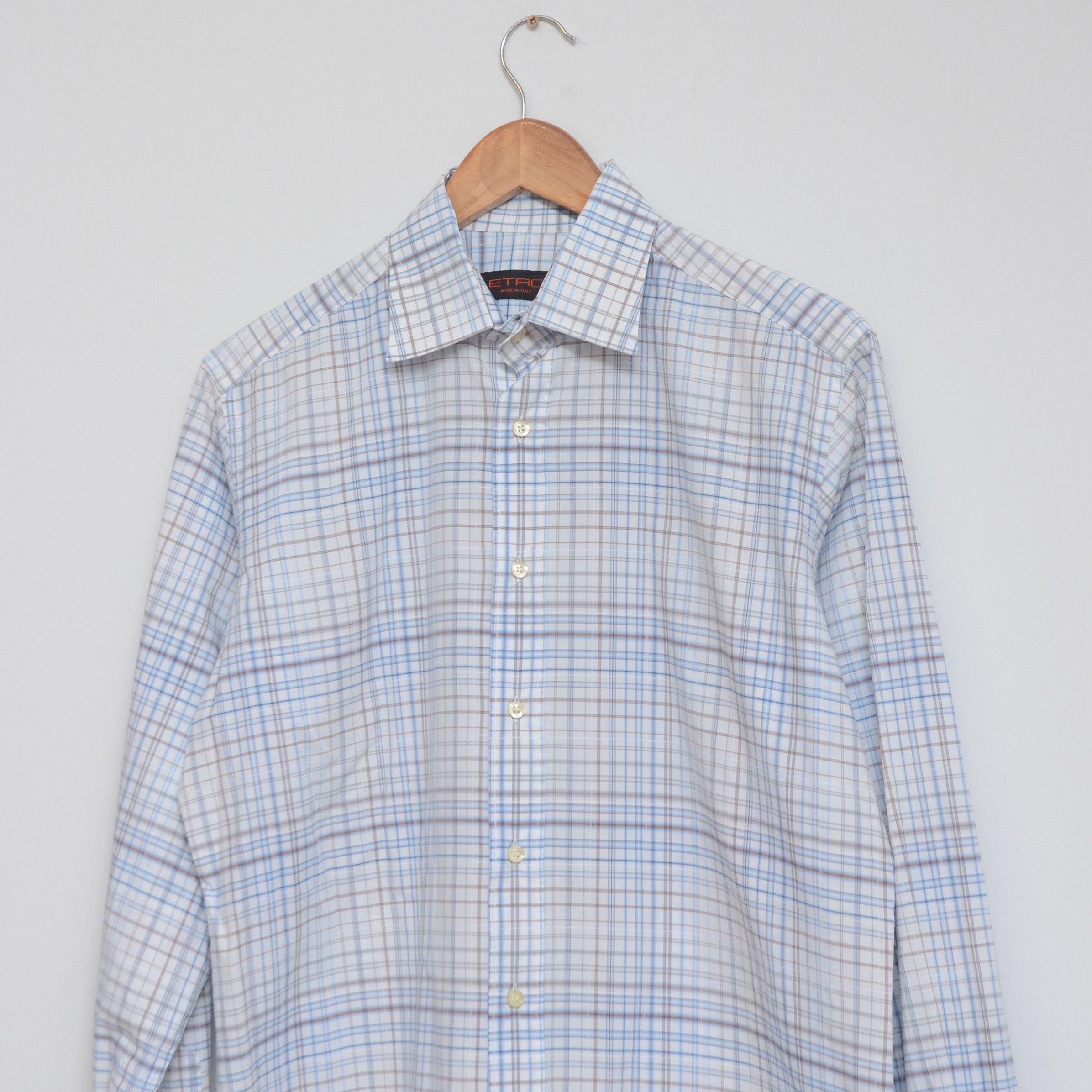 Etro Luxury Etro Men's Shirt Size 40 / M — Blue Check Size US M / EU 48-50 / 2 - 2 Thumbnail