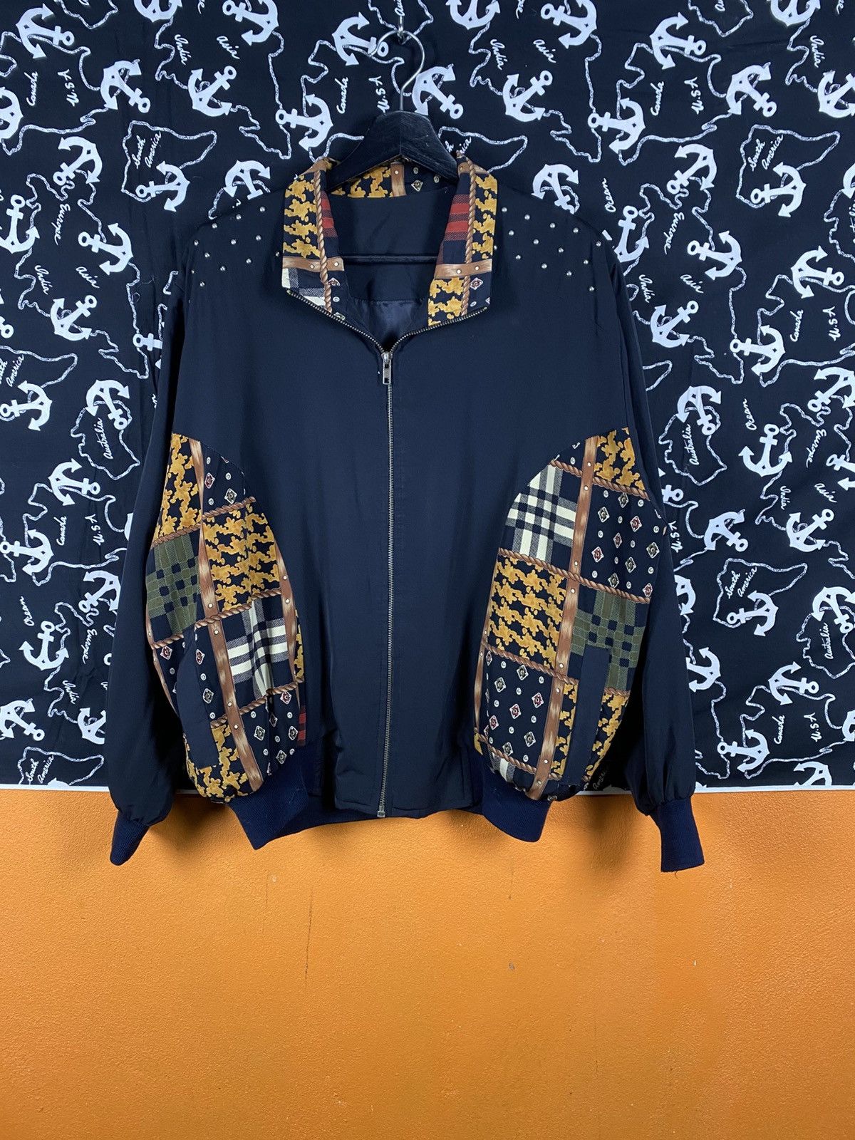 Vintage Vintage Patchwork Bomber Jacket with Zip Front Ribbed Cuffs Size US L / EU 52-54 / 3 - 3 Thumbnail