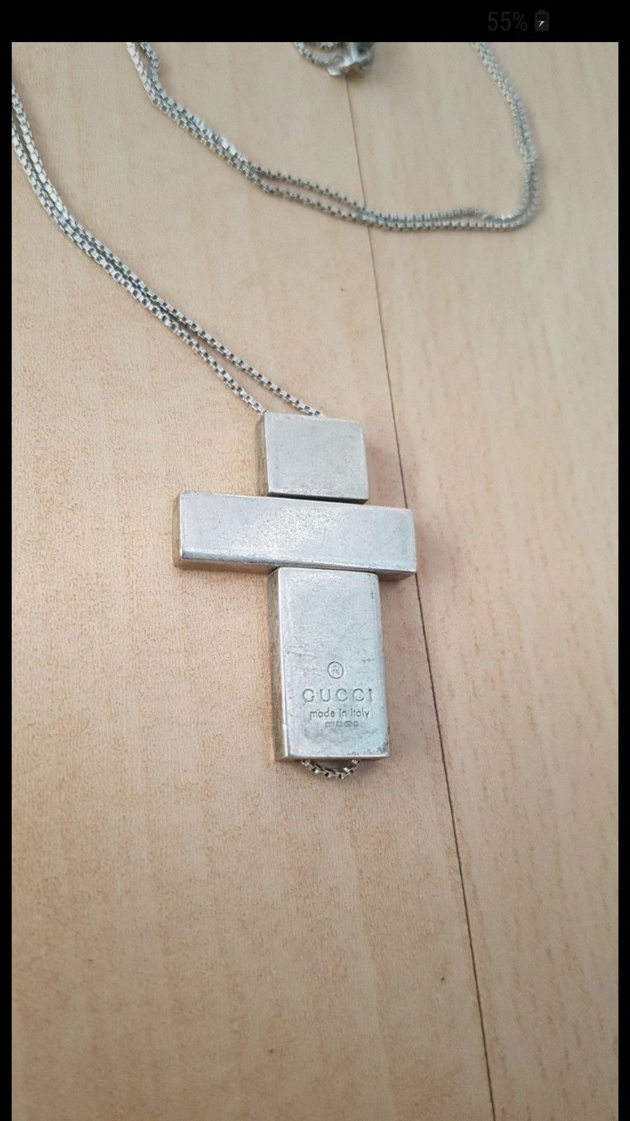 image of Gucci 925 Silver Cross Necklace, Men's