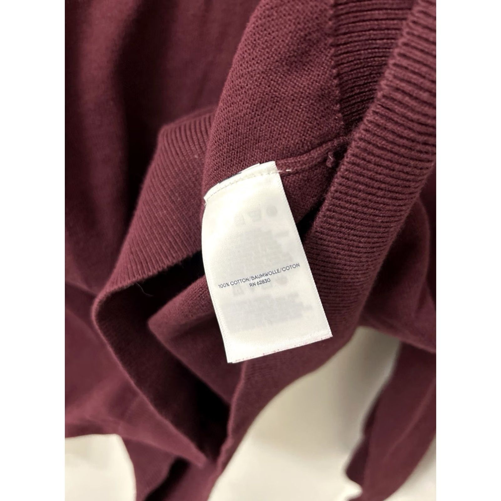 Lands' End Lands' End Mens Sweater Pullover V-Neck 100% Cotton Burgundy Maroon L Large Knit Long Sleeve Classic Modern Size US L / EU 52-54 / 3 - 7 Thumbnail