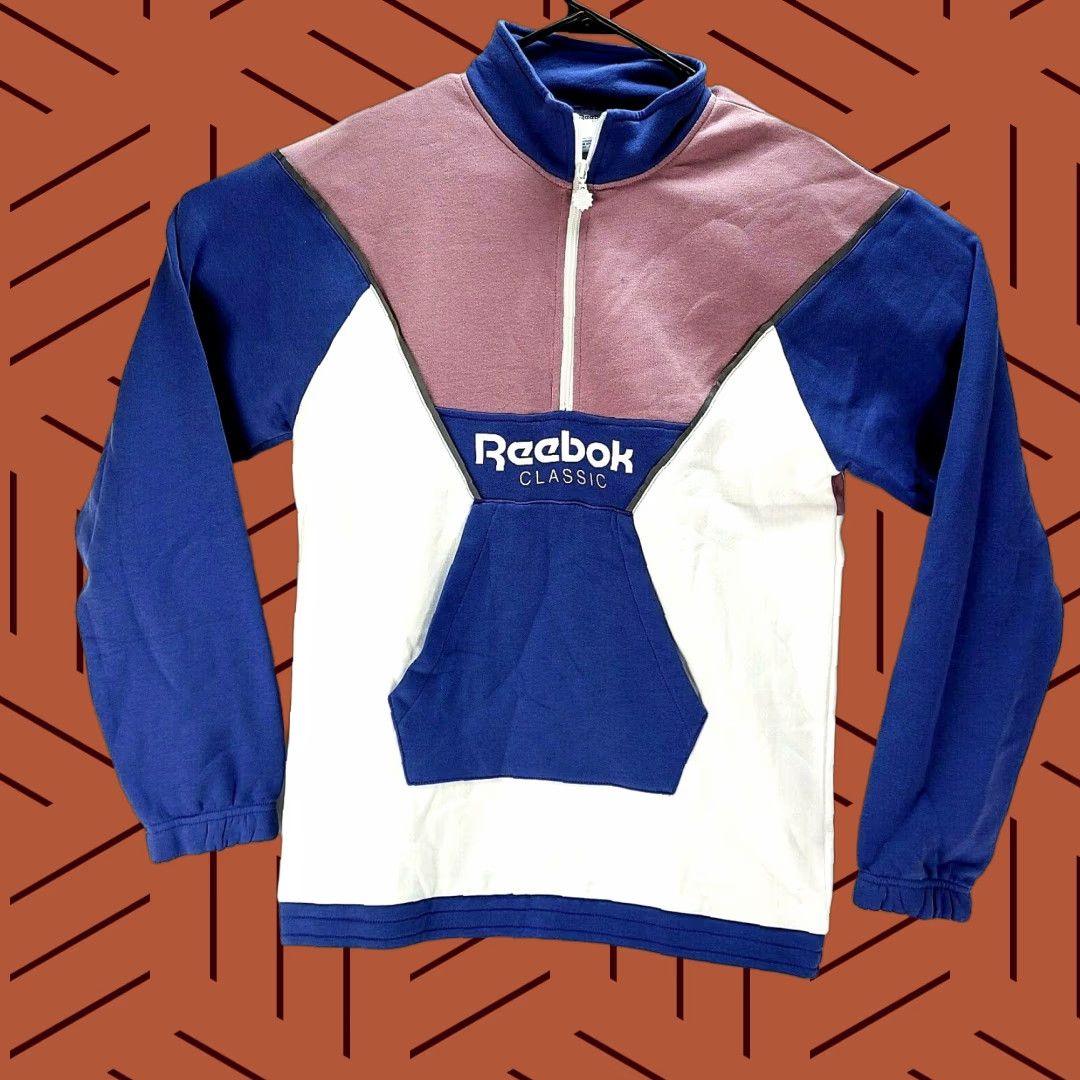 Reebok Reebok Pullover Sweatshirt Unisex Adults Size L 1/4 Zip Purple Blue Retro 80s Vintage Style Shirt Size US L / EU 52-54 / 3 - 1 Thumbnail