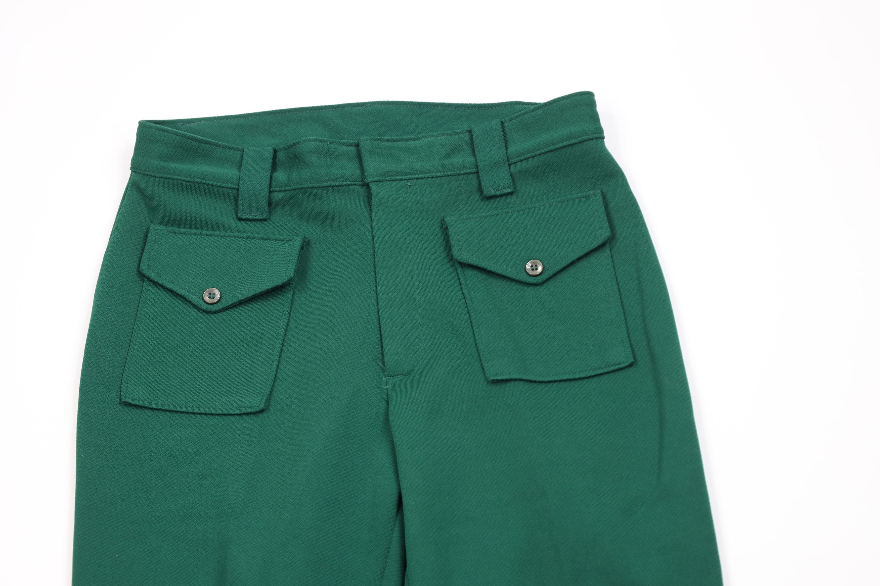 Vintage Vintage 70s Streetwear Wide Leg Bell Bottoms Pants Green USA Size 30" / US 8 / IT 44 - 2 Thumbnail
