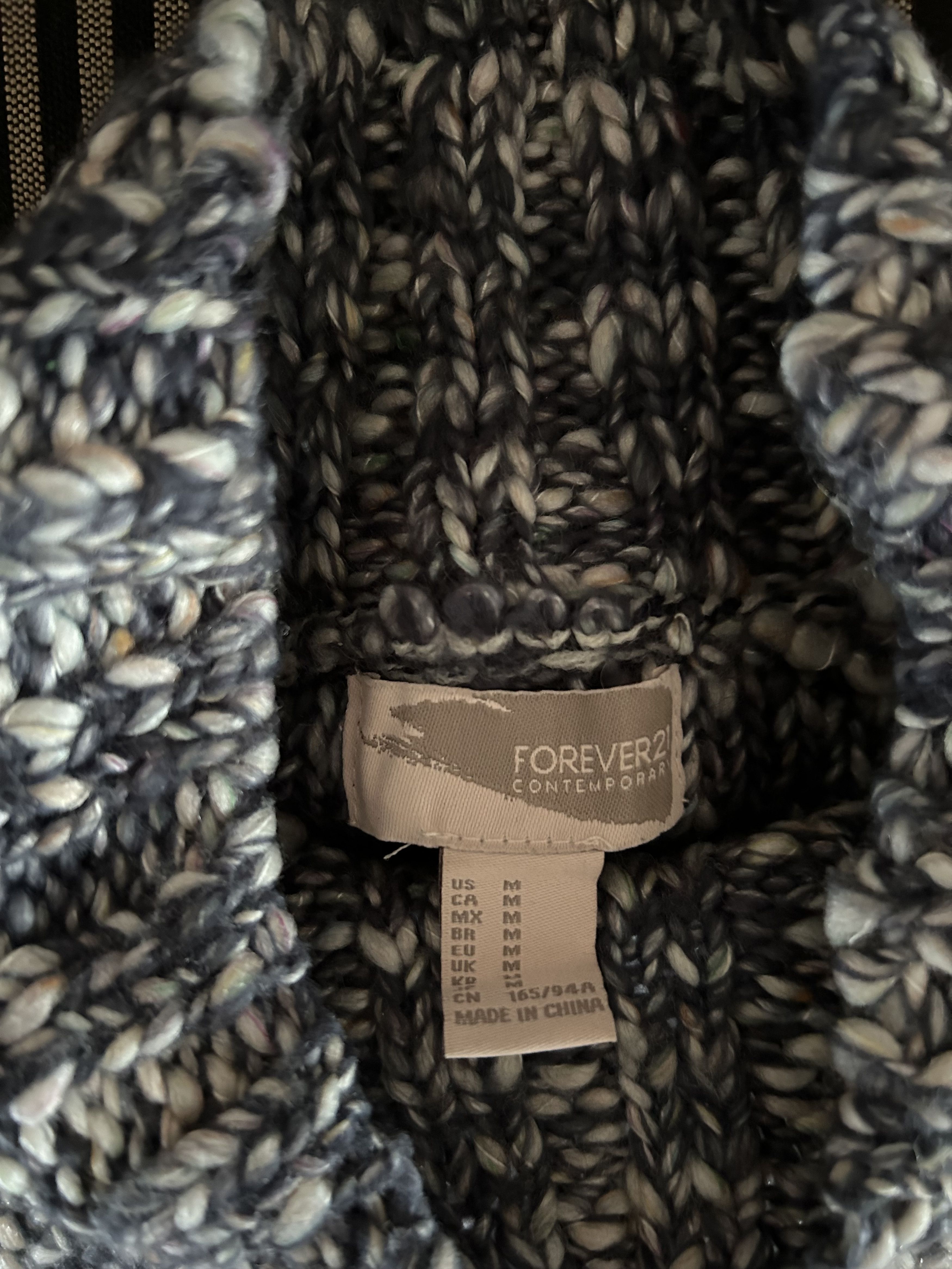 Forever 21 Forever 21 Blue/White Marled Knit Long Split Hem Sweater M Size M / US 6-8 / IT 42-44 - 3 Thumbnail