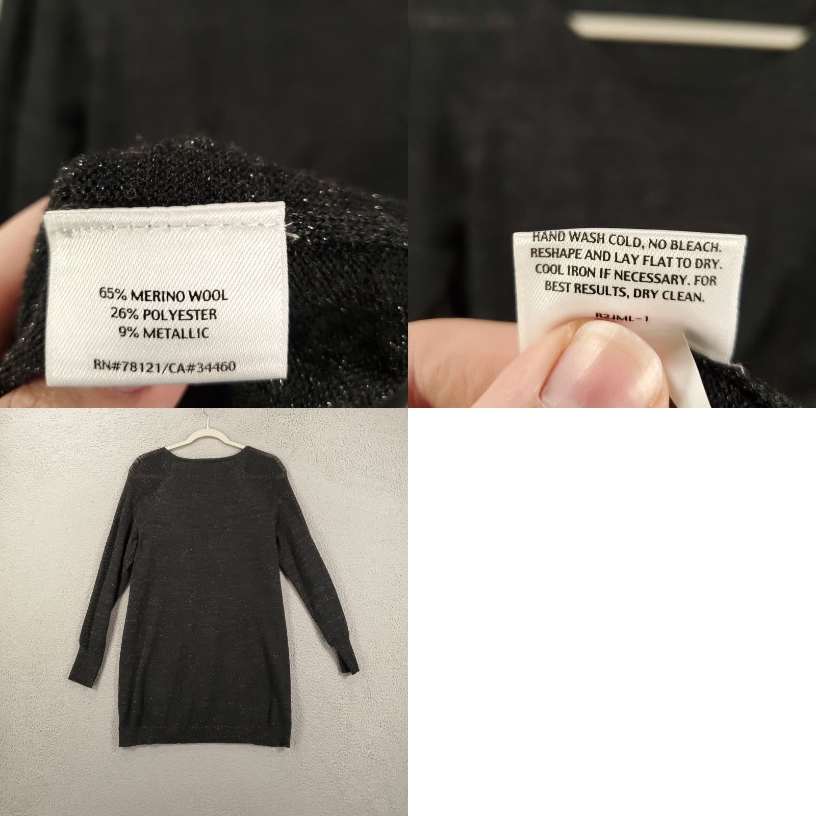 Eileen Fisher Eileen Fisher Wool Sweater Dress Womens S Black Sheer Shoulders Speckled Tunic Size S / US 4 / IT 40 - 8 Thumbnail