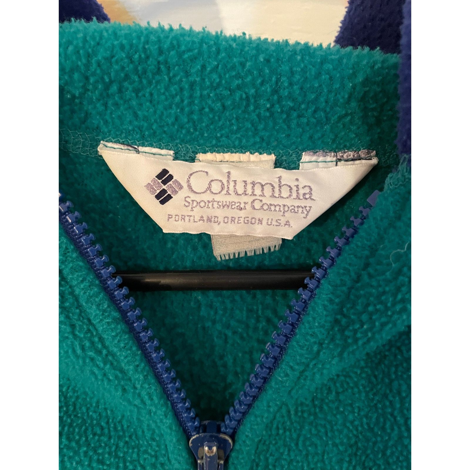 Columbia Vintage Columbia Hooded Fleece Jacket Green Purple M/L Size US M / EU 48-50 / 2 - 2 Thumbnail