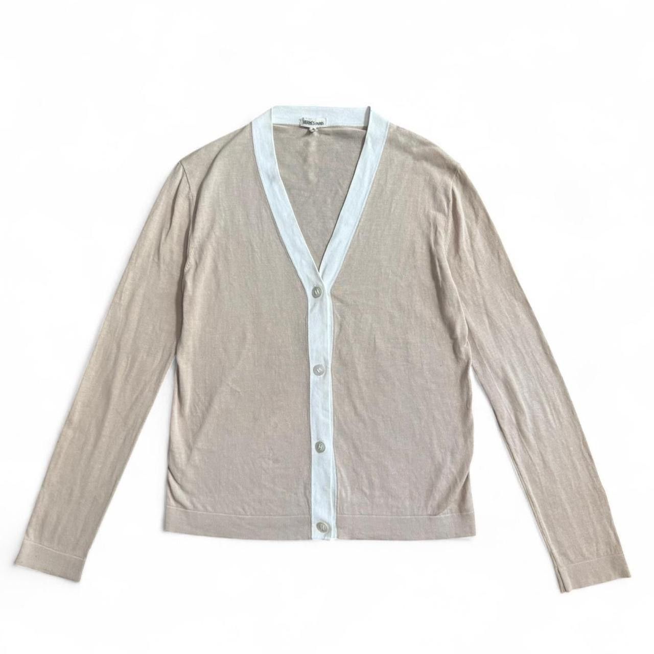 Hermes Margiela era cream white button up cardigan H button