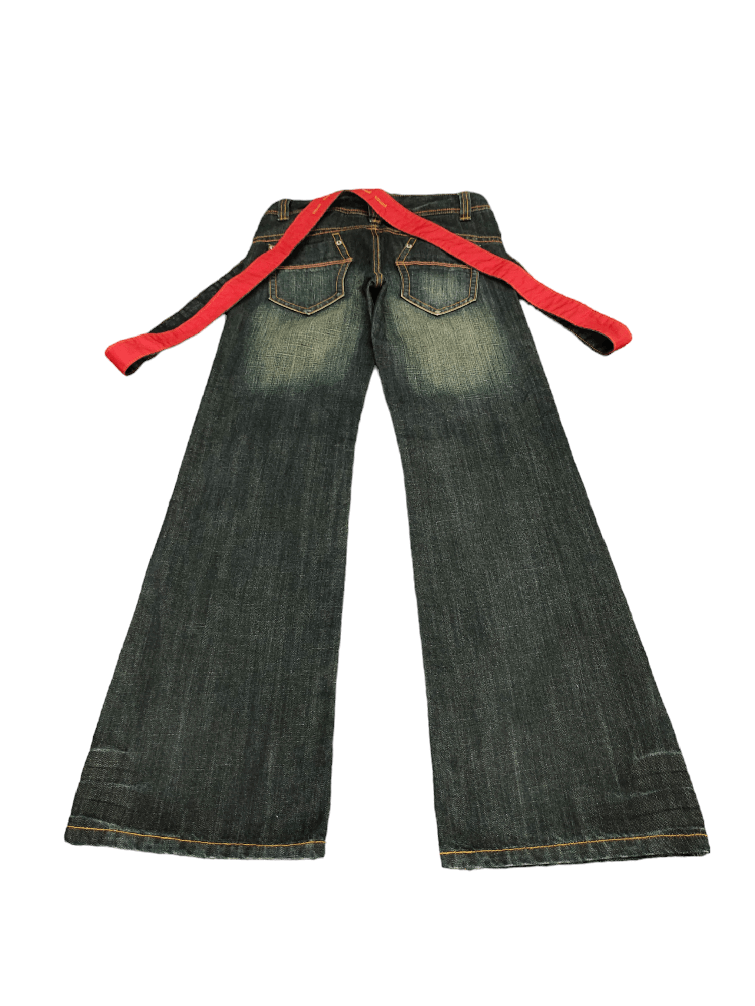 Japanese Brand Flare Jeans Avice Suspender Bondage Faded Boot Cut Goa Style Size US 29 - 12 Thumbnail