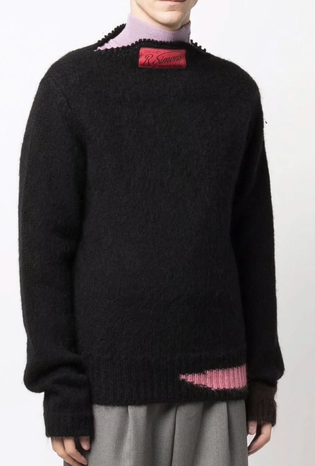 Raf Simons Raf Simons 2021AW flat spliced collar logo wool sweater Size US M / EU 48-50 / 2 - 4 Thumbnail