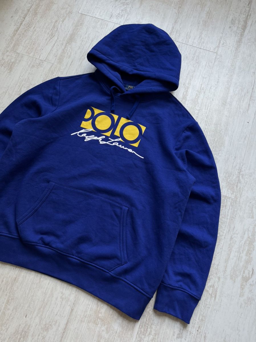 Polo Ralph Lauren × Vintage Polo Ralph Lauren Polo Box Yellow Logo Pohood Hoodie XL size Size US XL / EU 56 / 4 - 2 Thumbnail