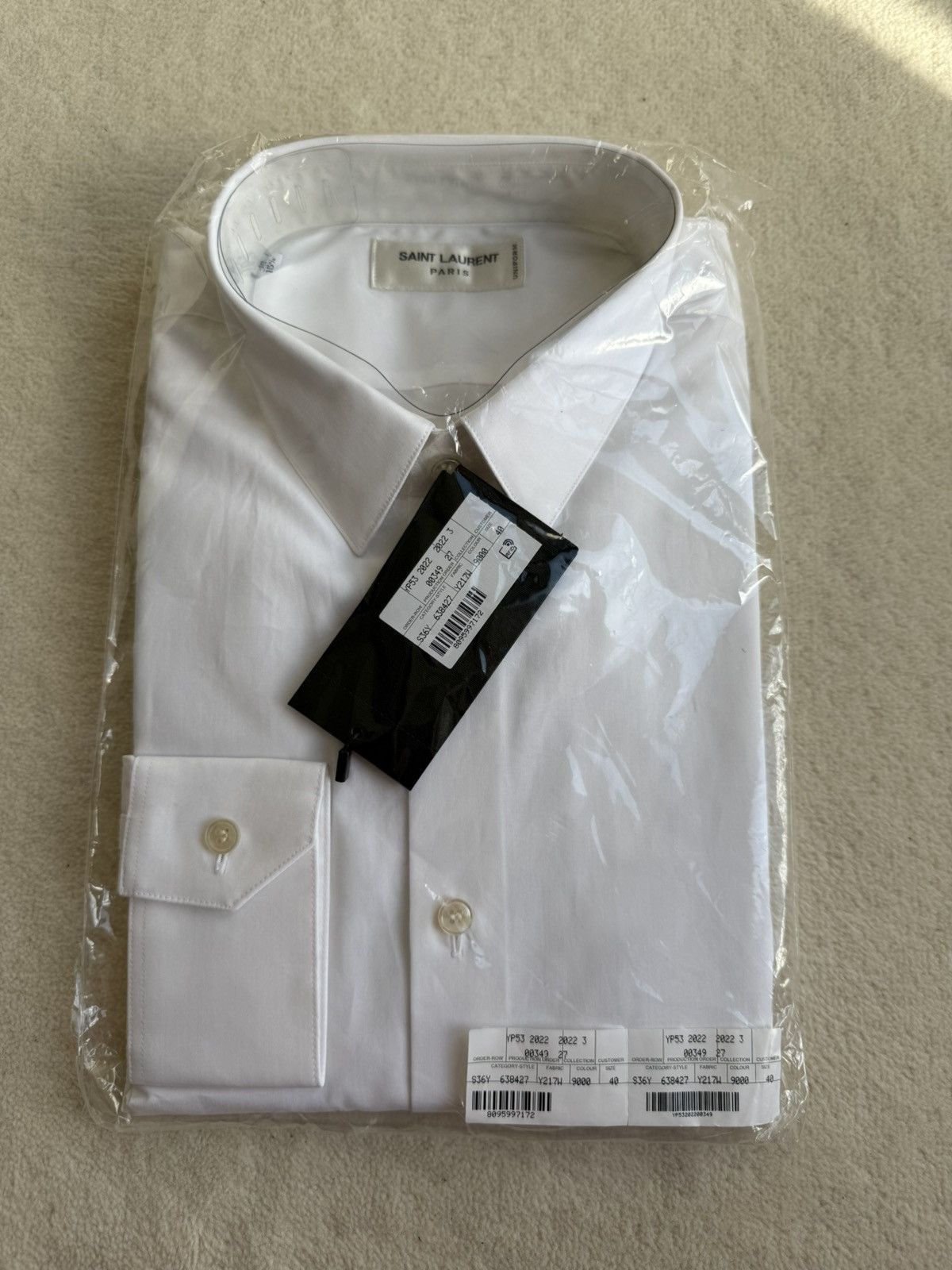 Saint Laurent Paris $760 SS23 BNWT Saint Laurent white shirt Sz 40 cotton poplin Size 40R - 23 Thumbnail