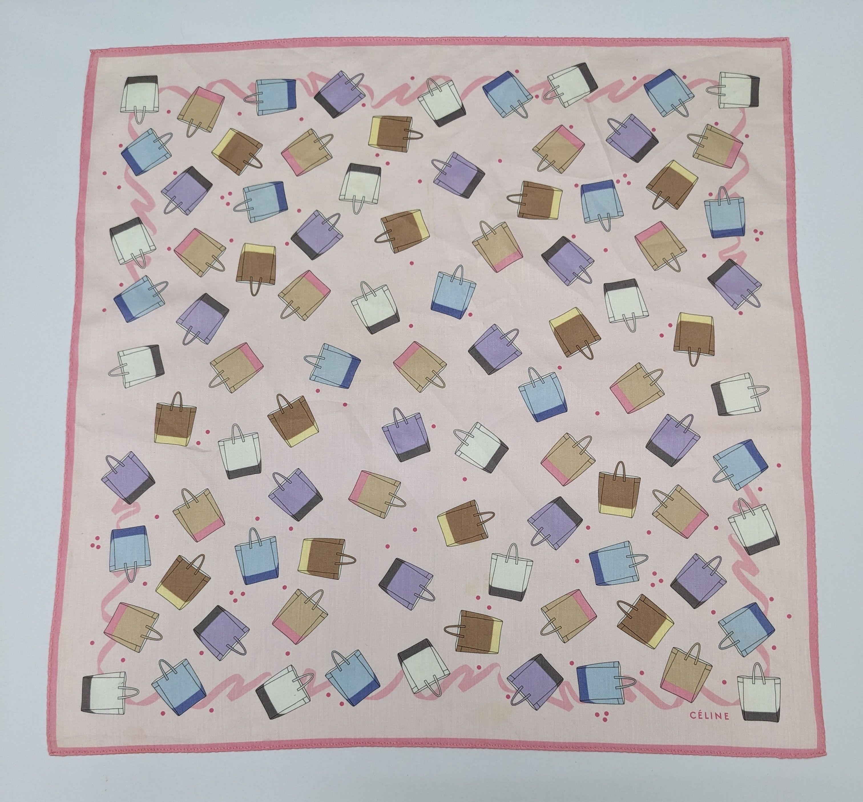 Celine Céline Paris Handkerchief with Handbag Illustration Pattern Size ONE SIZE - 3 Thumbnail