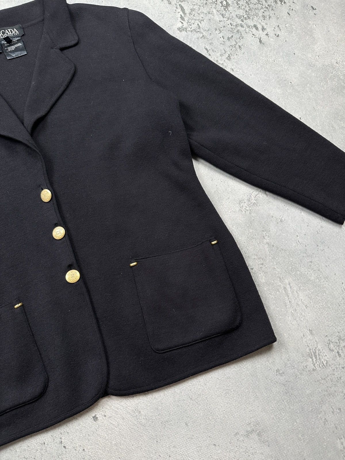 Escada Vintage Escada Margaretha Ley Black Wool Blazer Cardigan 80s Size L / US 10 / IT 46 - 4 Thumbnail