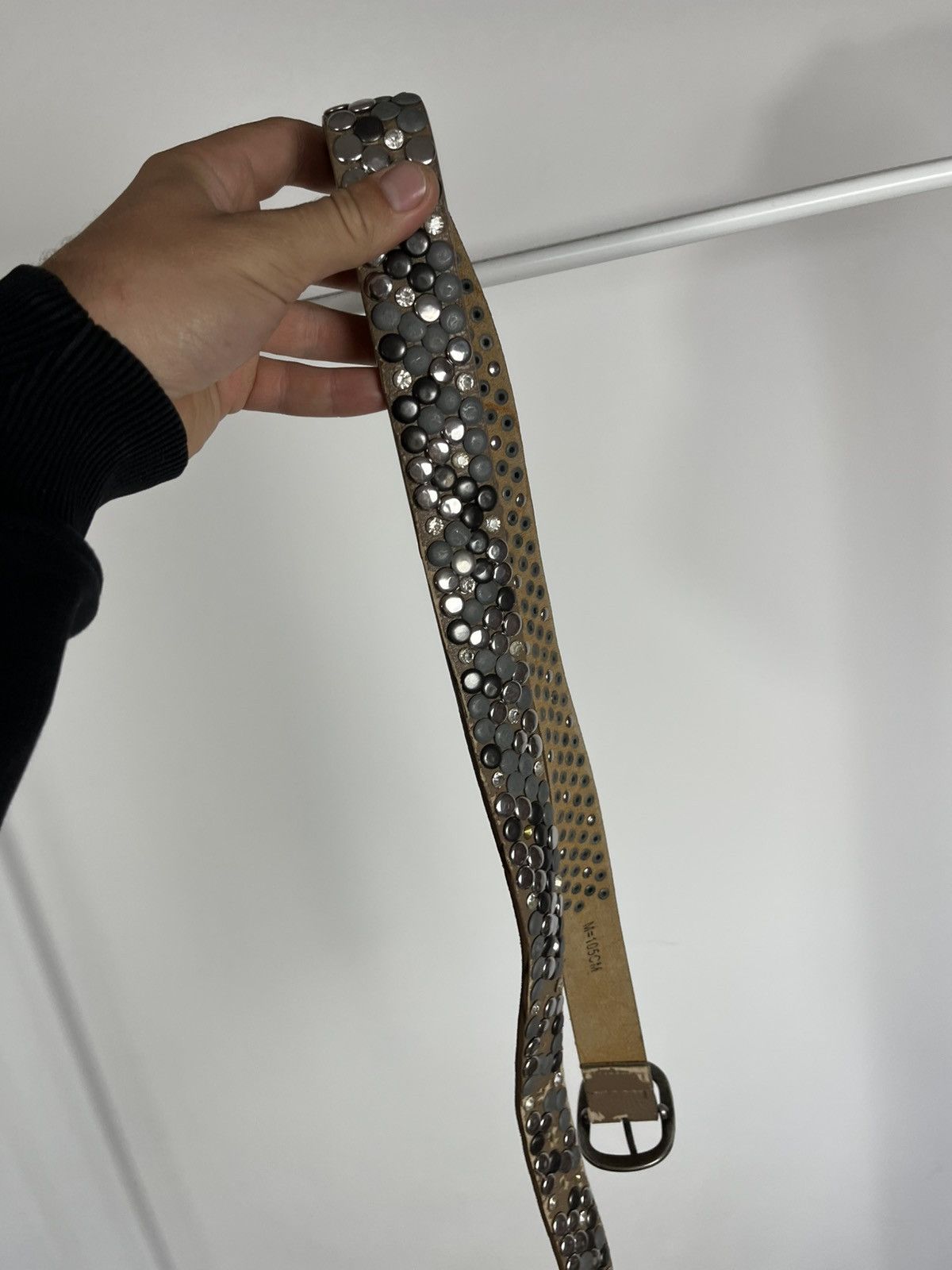 Other Vintage Studded Punk Belt 105cm 41in Rock Goth Metal Buckle Size ONE SIZE - 7 Thumbnail