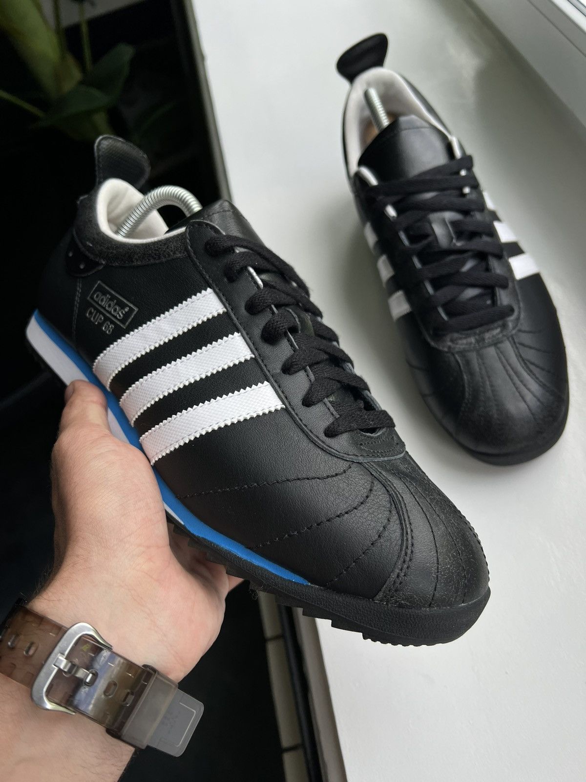 Vintage Adidas Cup 68 Indoor Trainers Black White Blue Y2K Size US 10.5 / EU 43-44 - 8 Thumbnail