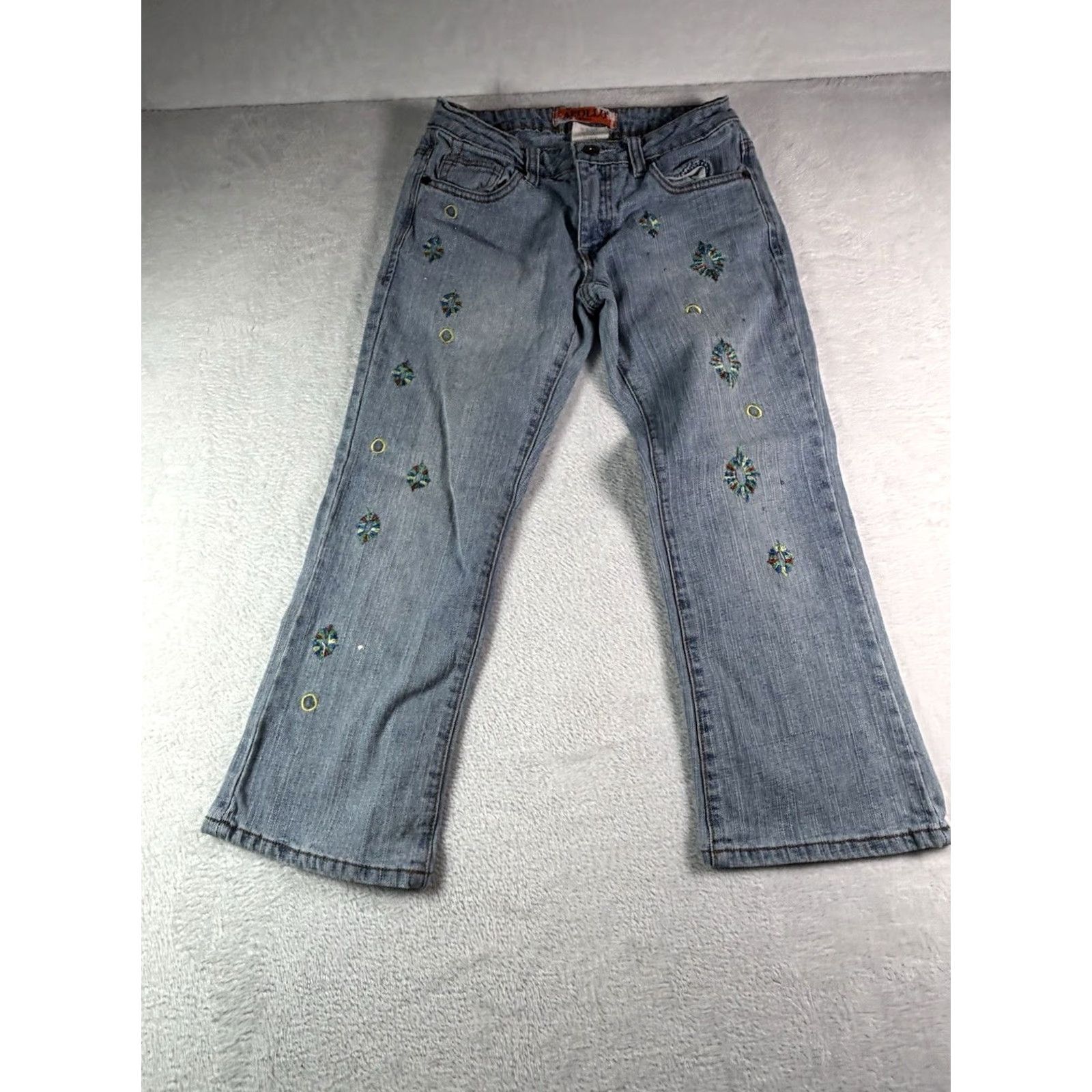 Vintage VINTAGE Apollo Women's Jeans Regular Blue Light Wash Embroidered 3/4 27in 5-Pocket Denim Straight Size 26" / US 2 / IT 38 - 2 Thumbnail