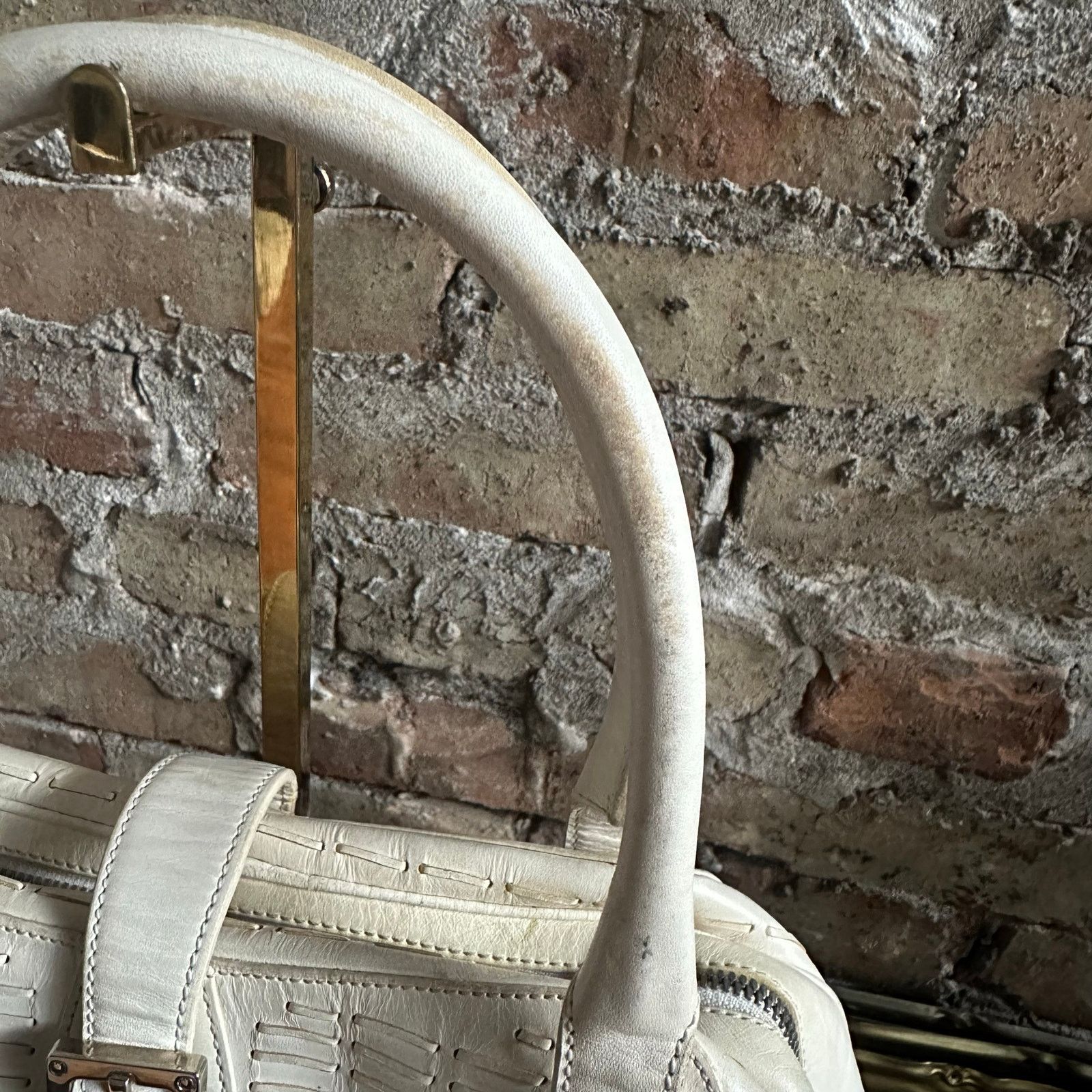 Loewe Vintage 2000's Loewe White Leather Senda Satchel Size ONE SIZE - 12 Thumbnail