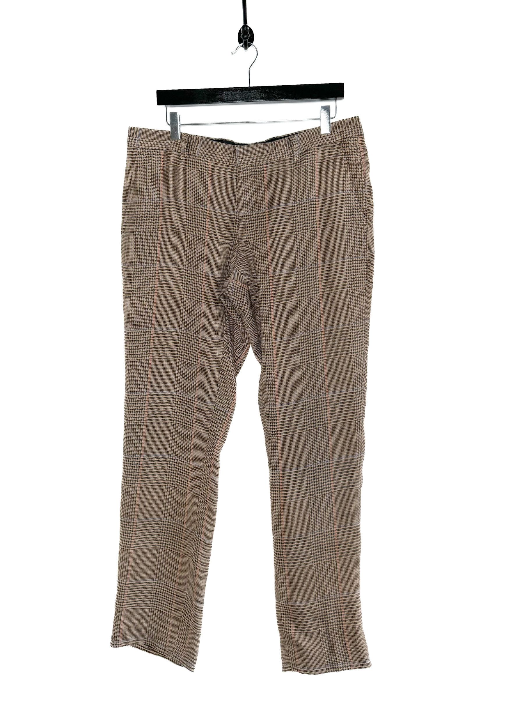 Dries Van Noten Brown Houndstooth Linen Trousers