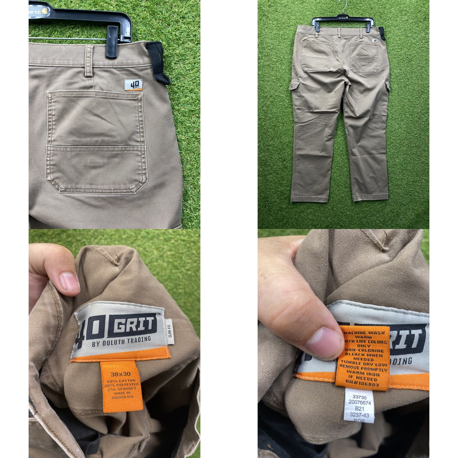 Vintage 40 Grit Duluth Trading Pants Mens 38x30 Brown Slim Fit Cargo Utility Workwear Size US 38 / EU 54 - 8 Thumbnail