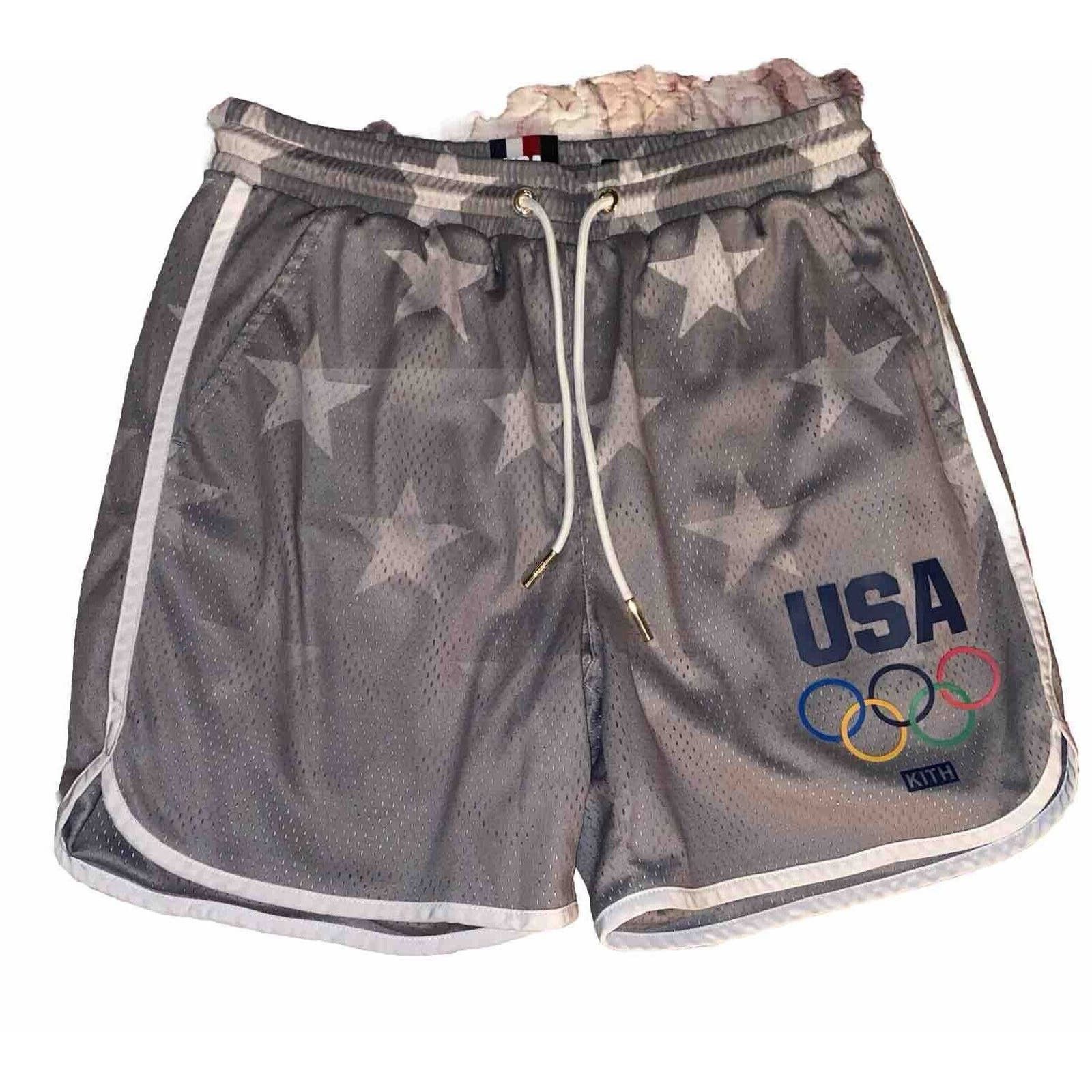 Kith Kith Team USA Olympics Stars Mesh Shorts Men Size Small Gray