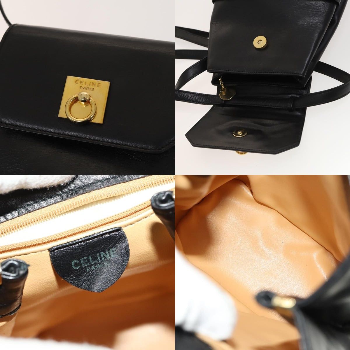 Celine CELINE Shoulder Bag Leather Black Gold Size ONE SIZE - 11 Thumbnail
