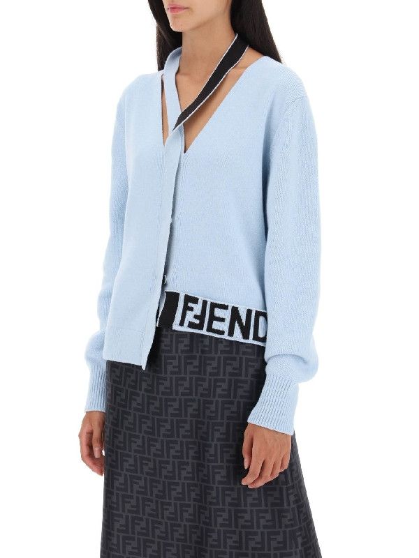 Fendi o1s1wg110825 Cardigan in Light Blue Size M / US 6-8 / IT 42-44 - 3 Thumbnail