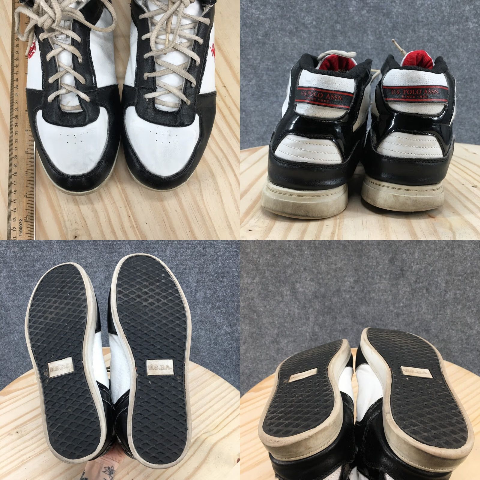 Vintage US Polo Assn Shoes Mens 10.5 High Top Basketball Sneakers Black Lace Up Size US L / EU 52-54 / 3 - 9 Thumbnail